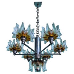 Lampadario in vetro di Murano di Mazzega, Design di Toni Zuccheri, Italia, anni '60
