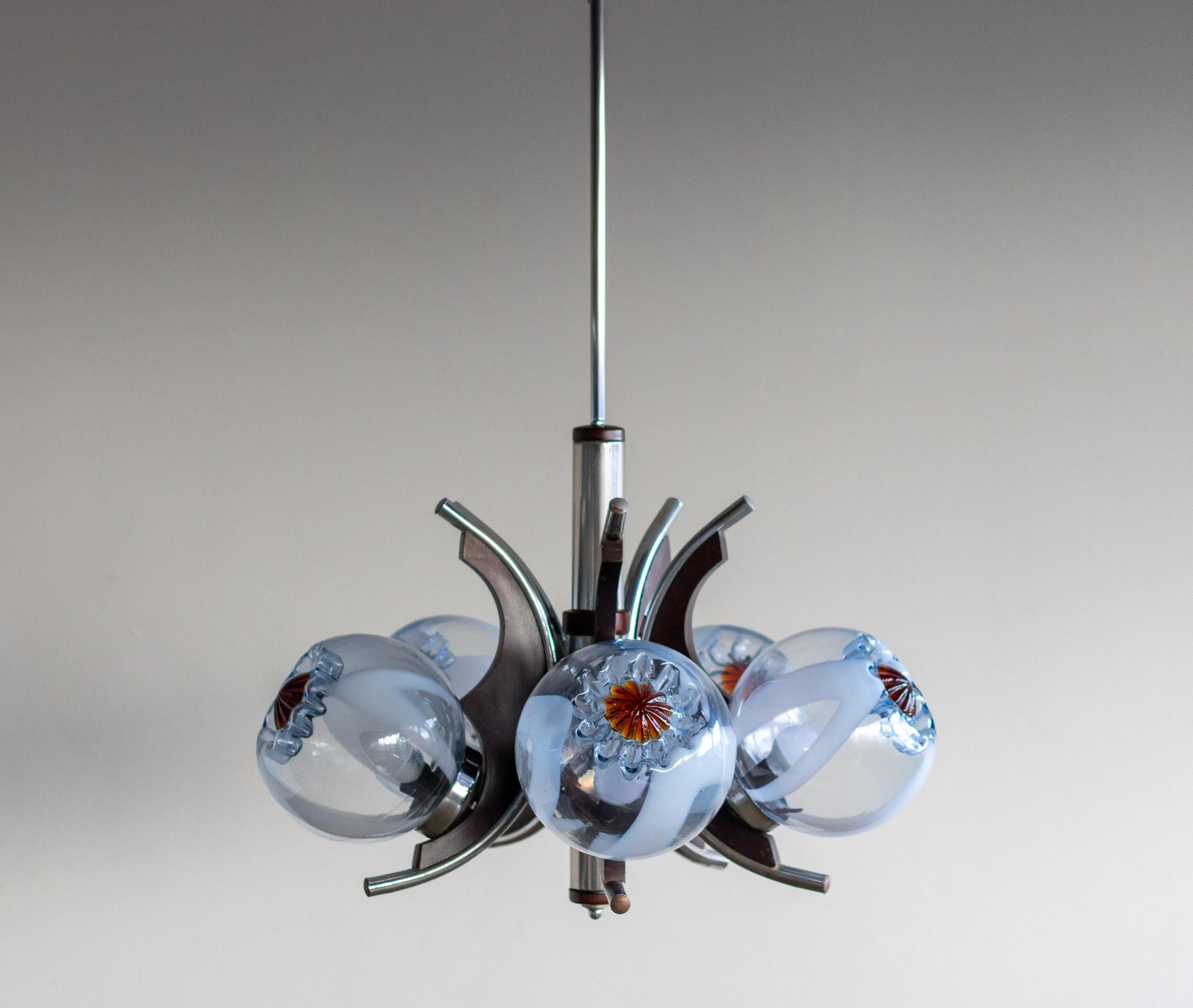 Mid-Century moderno Lampadario in vetro di Murano di Mazzega Murano in vendita