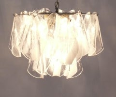 Murano Glass Chandelier by Mazzega in White and Clear Glass Rewired