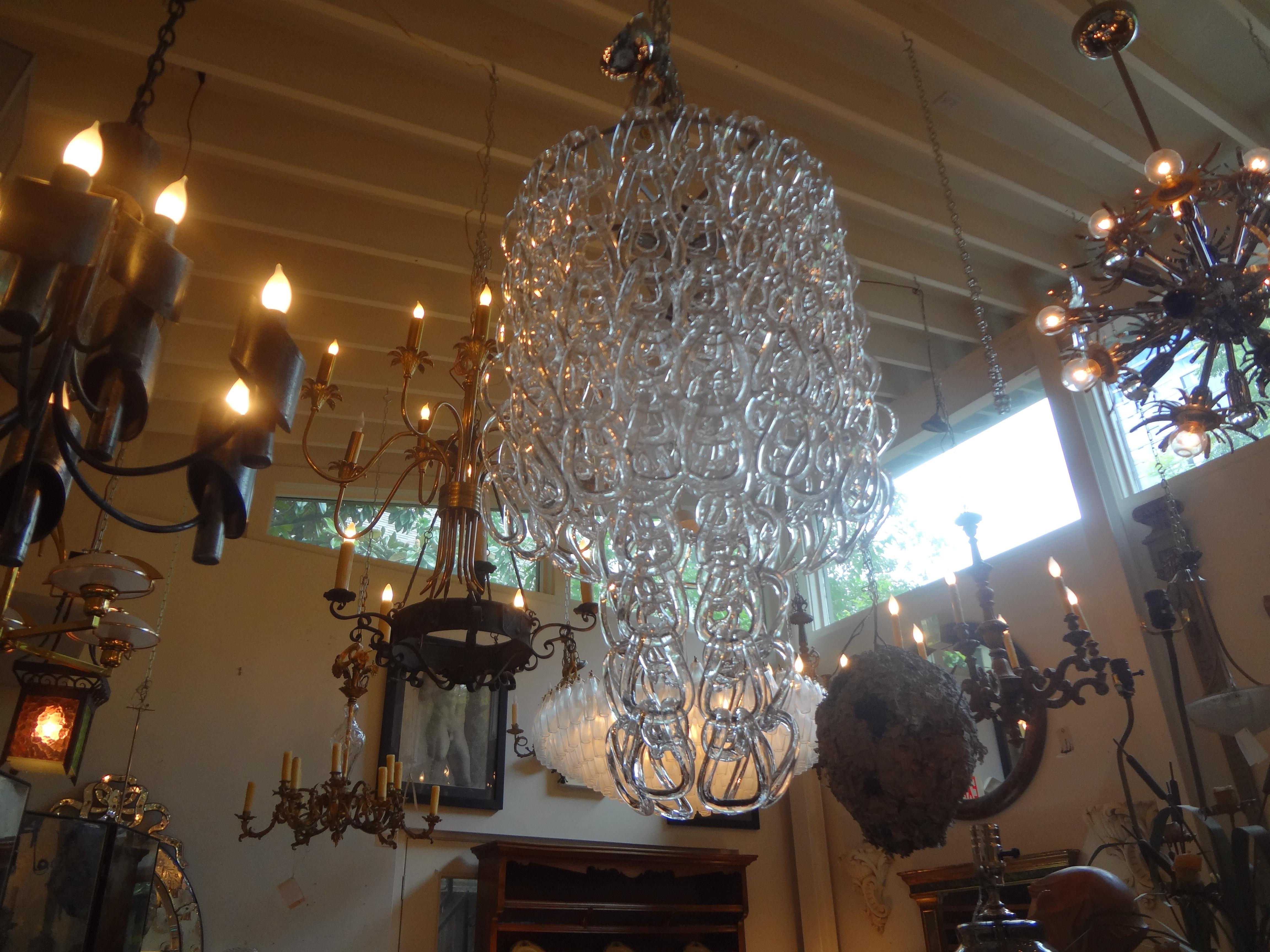 Murano Chandelier, Mangiarotti Inspired In Good Condition For Sale In Houston, TX