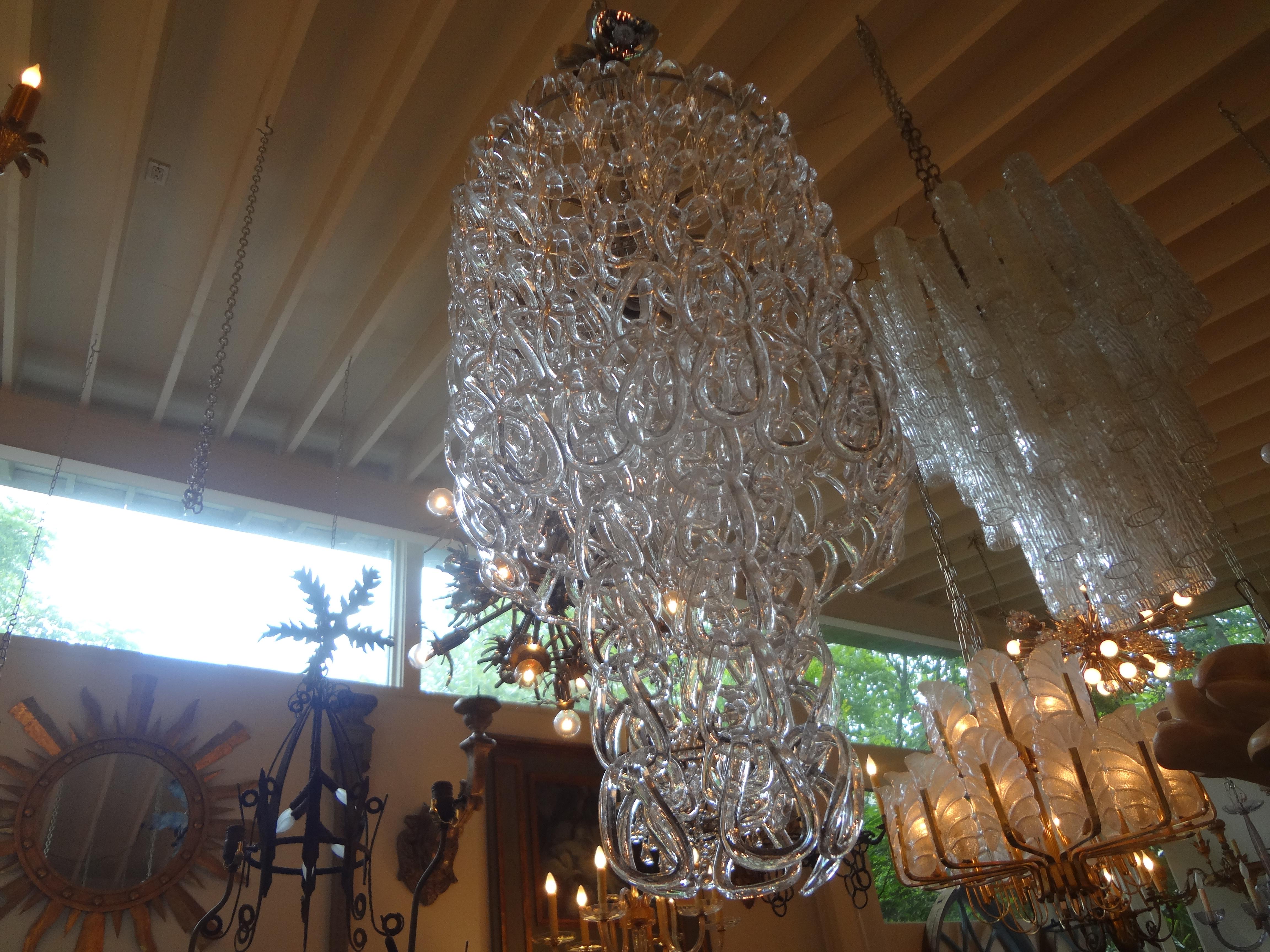 Mid-20th Century Murano Chandelier, Mangiarotti Inspired For Sale