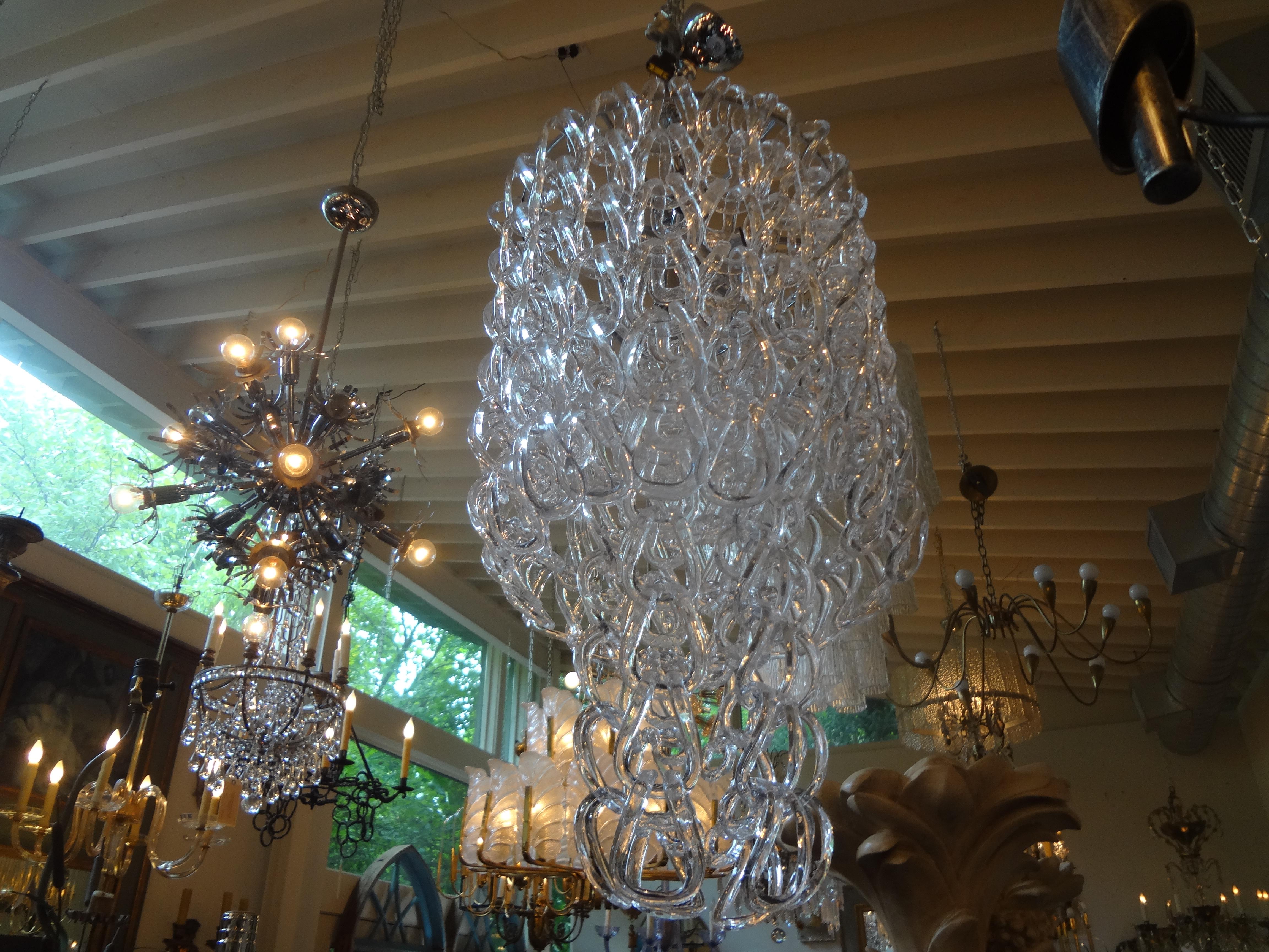 Blown Glass Murano Chandelier, Mangiarotti Inspired For Sale