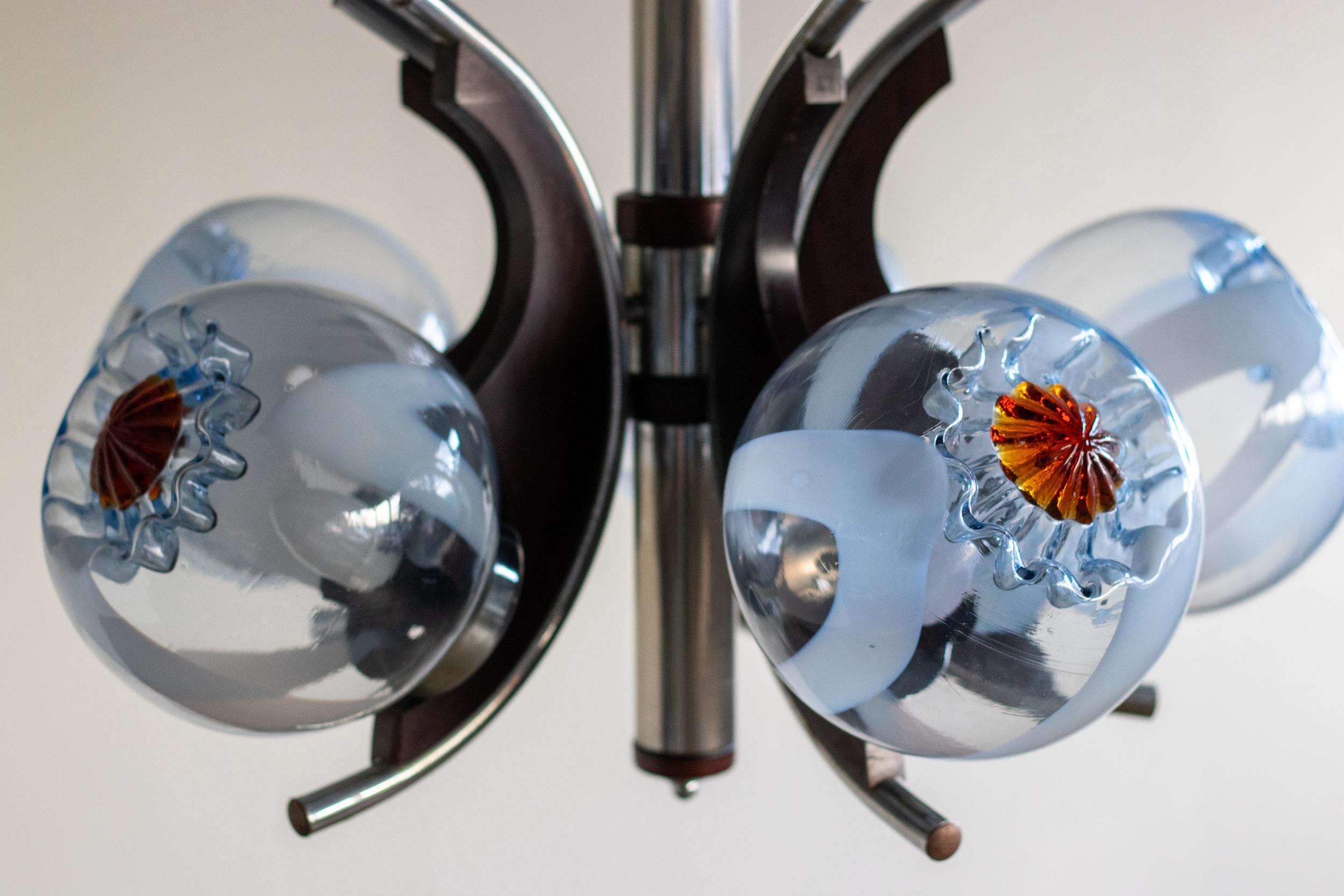 Murano-Glas-Kronleuchter von Mazzega, Italien, 1970 im Zustand „Gut“ im Angebot in Dronten, NL