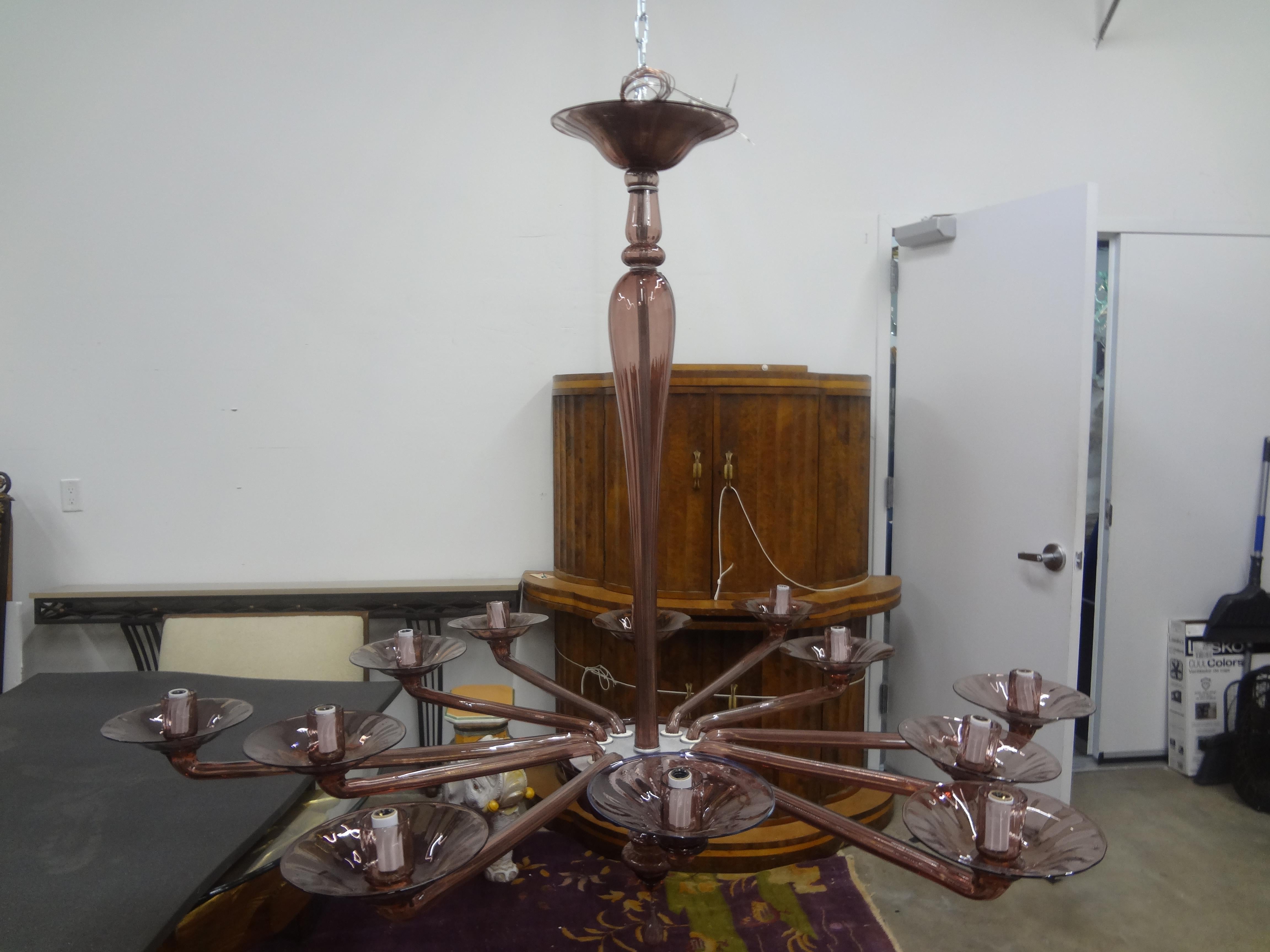 Murano Glass Chandelier Attributed To MVM Cappellin For Sale 8