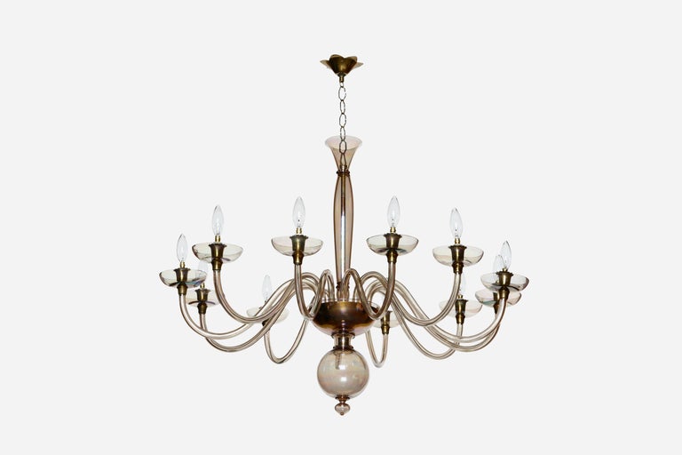 Mid-Century Modern Murano Glass Chandelier by Pietro Toso For Sale