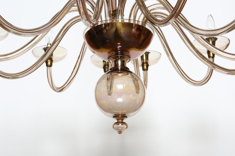 Brass Murano Glass Chandelier by Pietro Toso For Sale