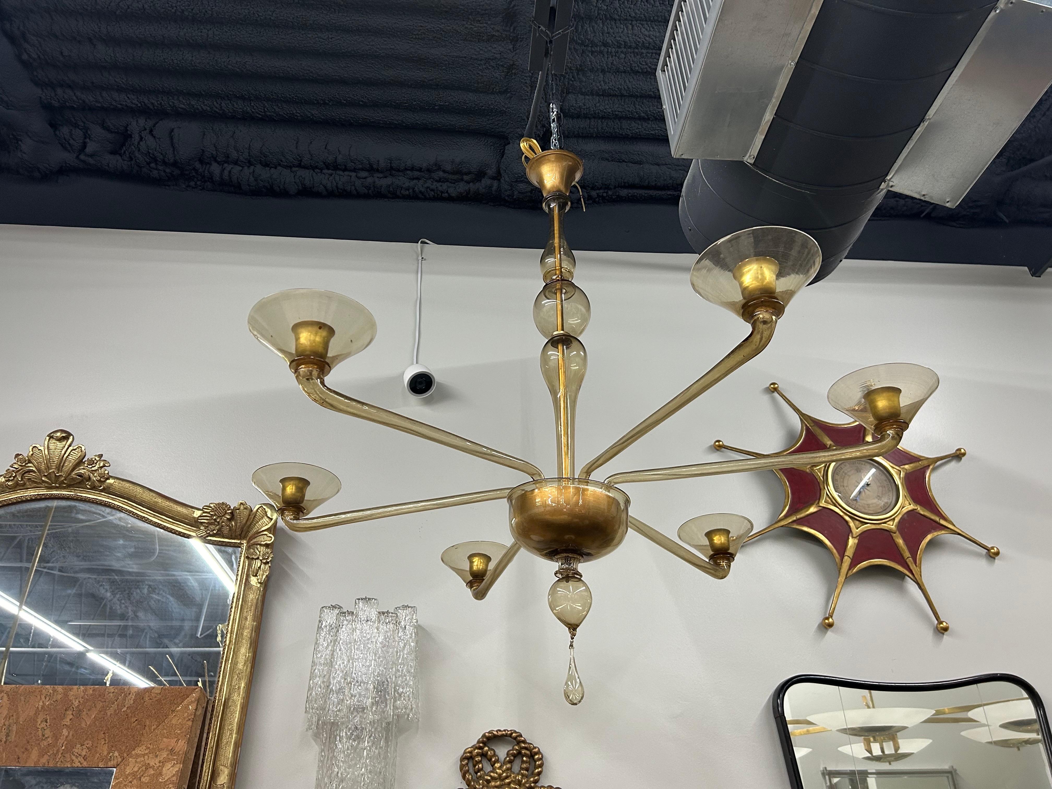 Mid-Century Modern Murano Glass Chandelier By Seguso