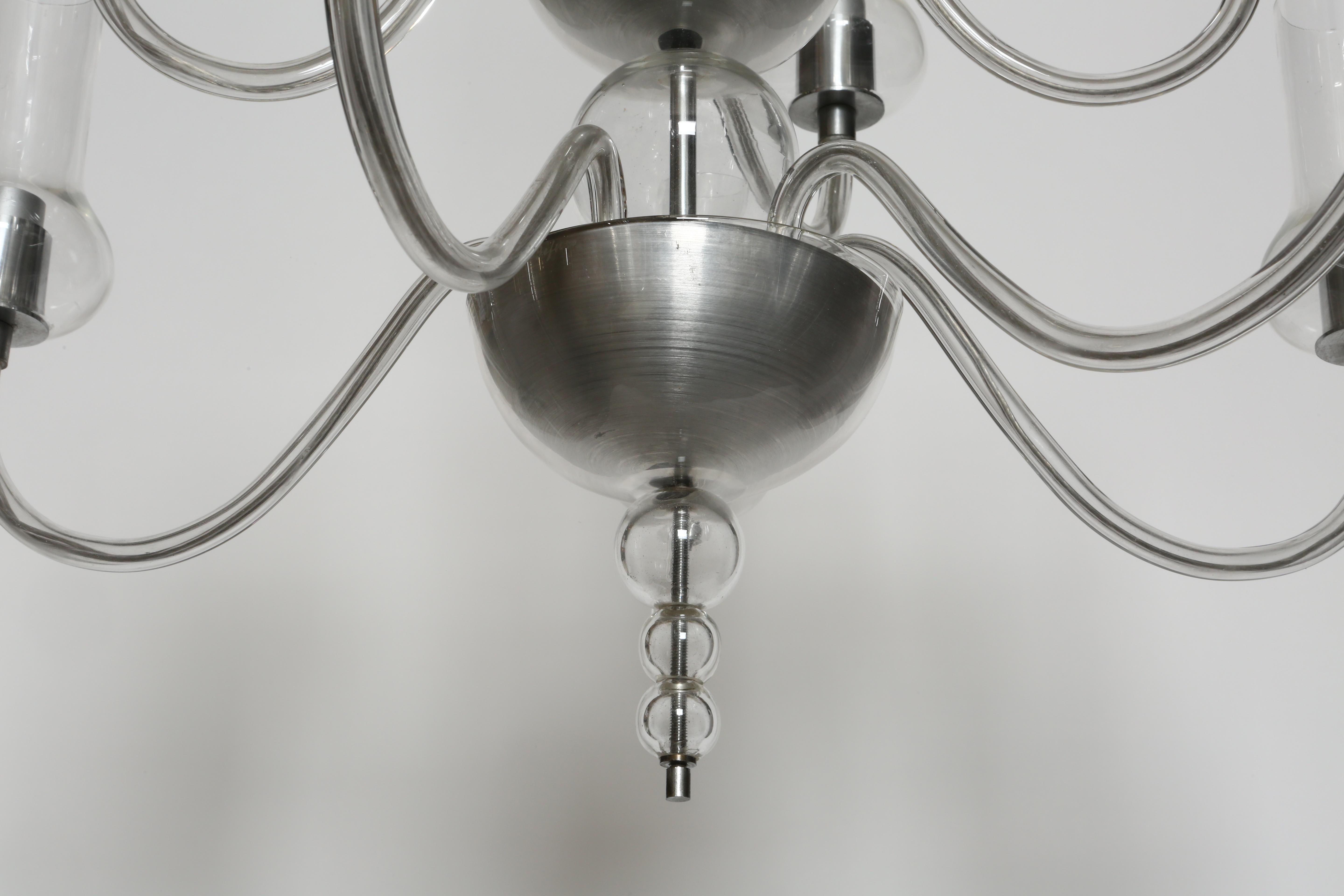 Metal Murano Glass Chandelier by Seguso Vetri d'Arte For Sale