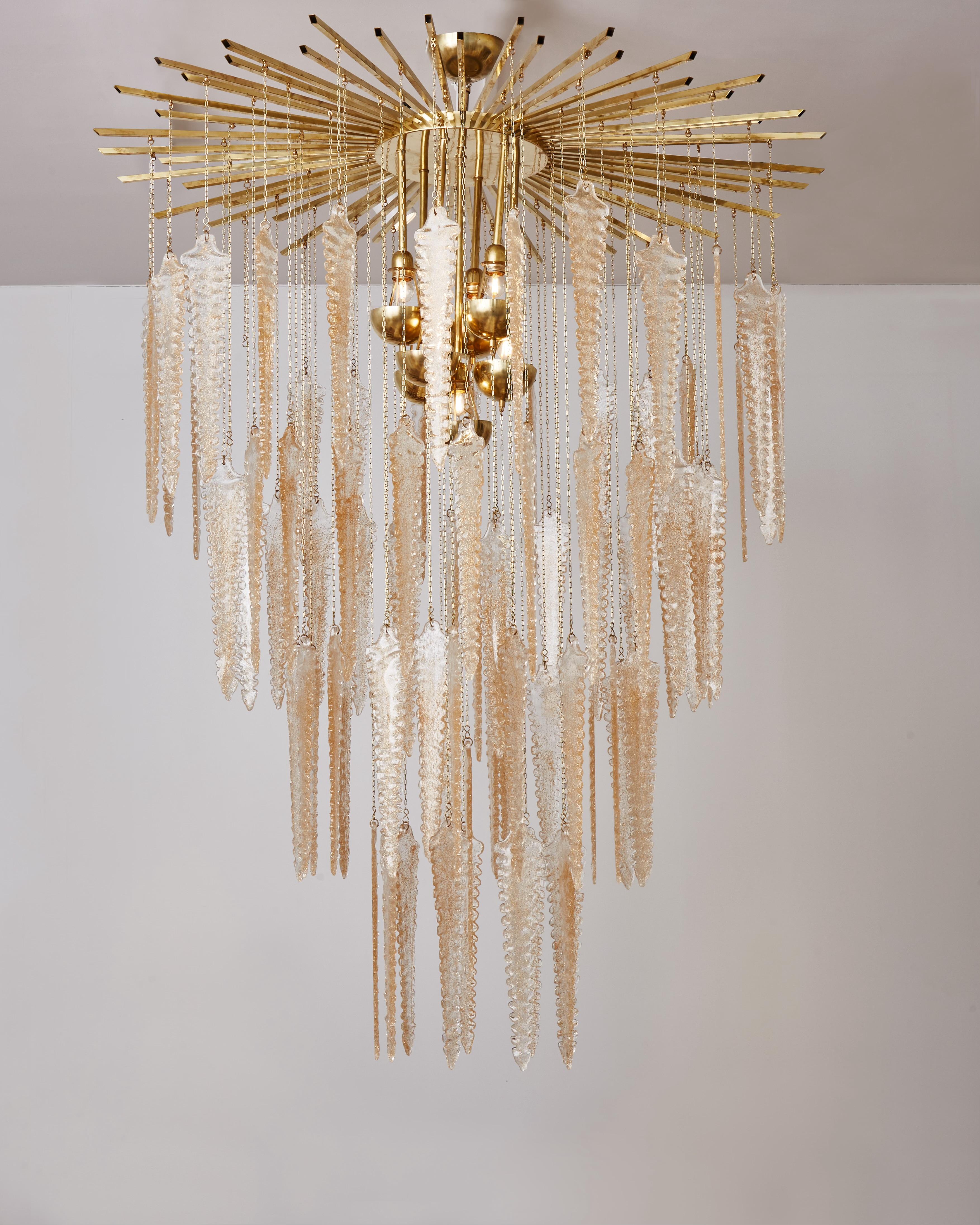 Mid-Century Modern Murano Glass Chandelier by Studio Glustin For Sale