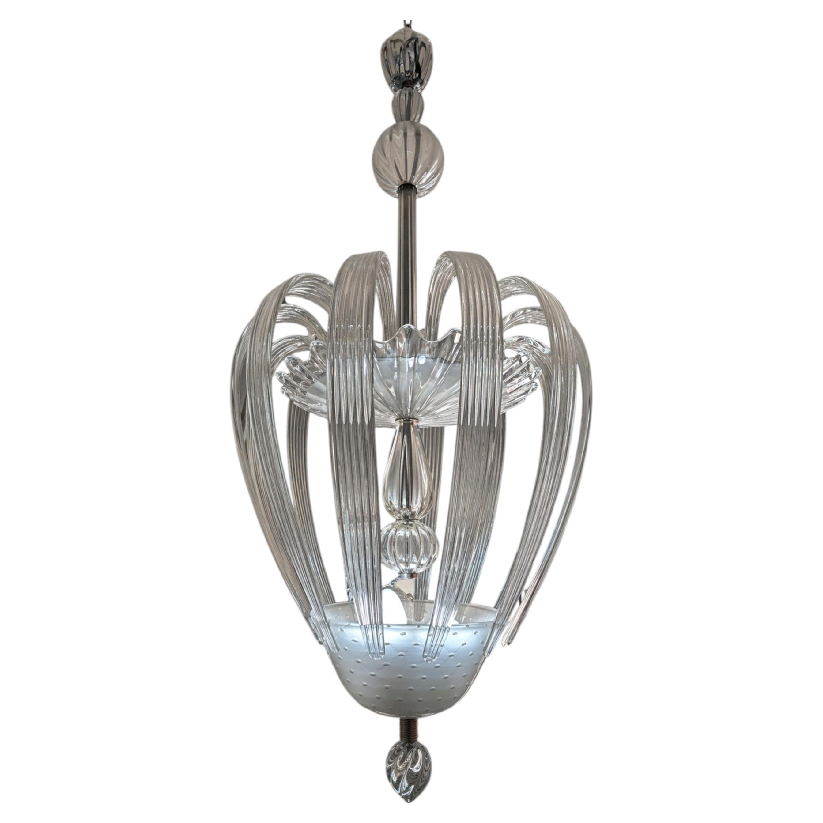 Murano Glass Chandelier by Tomaso Buzzi for Venini, Italy, 1930s