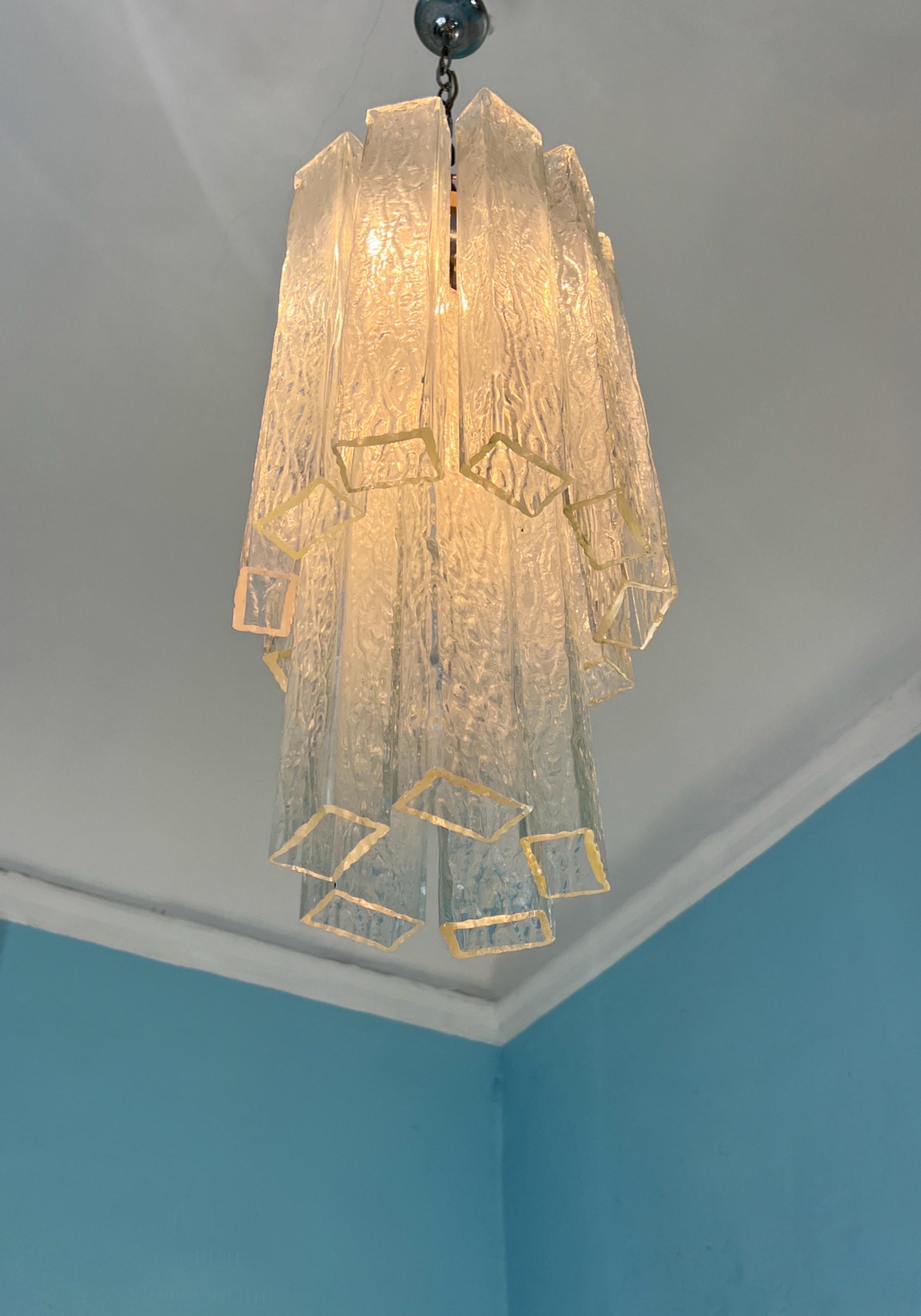 Métal Lustre en verre de Murano de Toni Zuccheri pour Mazzega, 1970 en vente