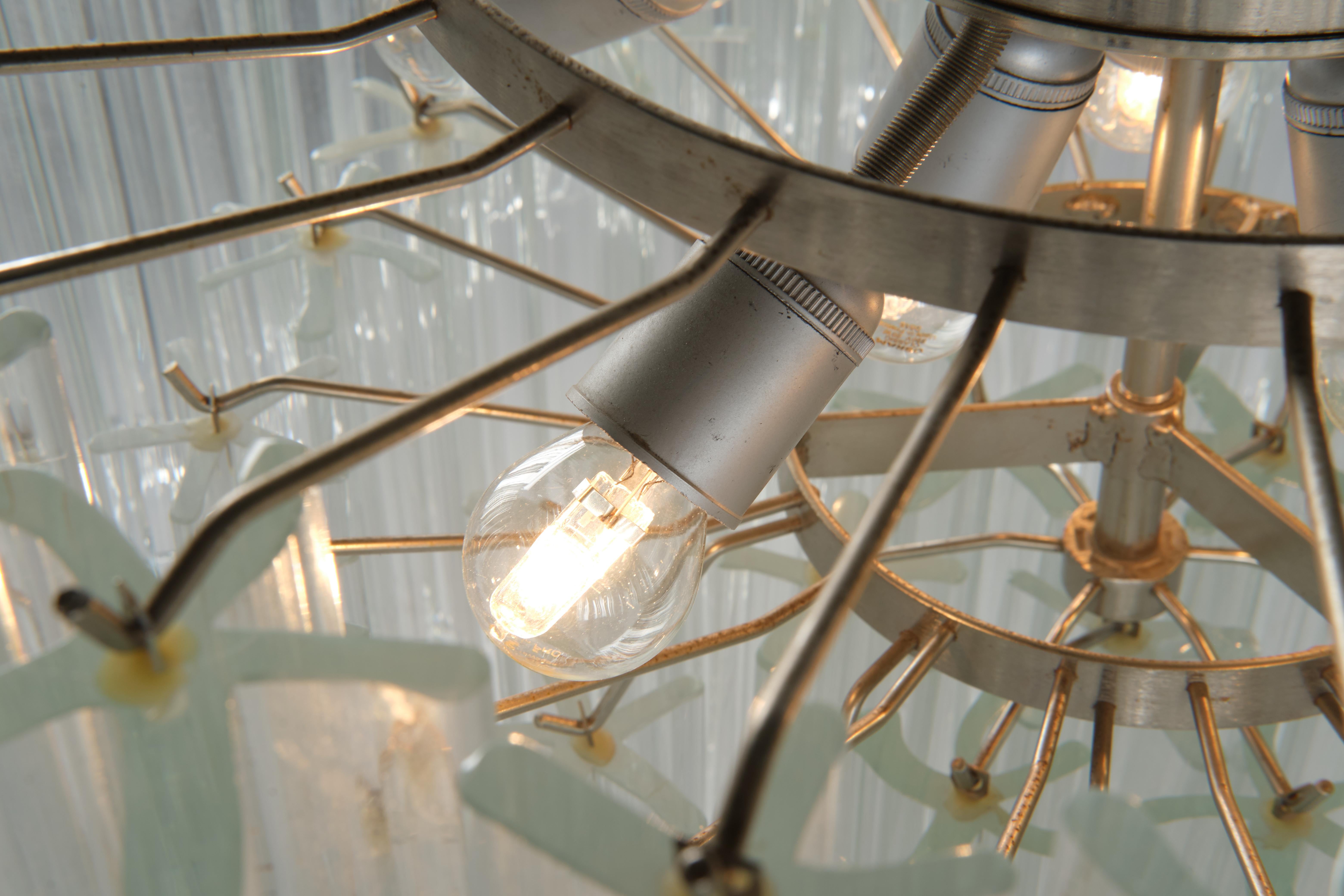 Metal Murano Glass Chandelier by Venini, 1960 ca. For Sale
