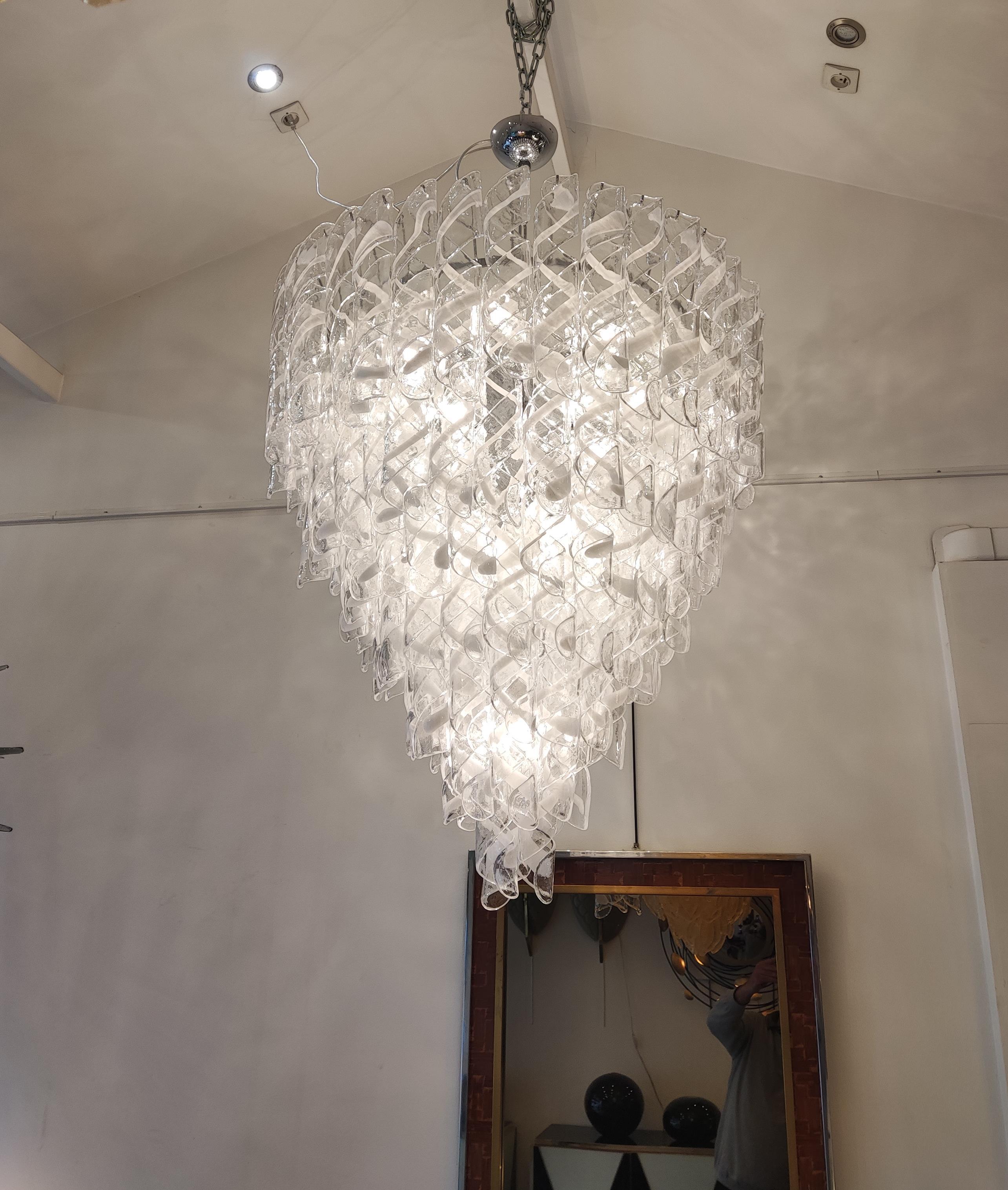 Murano Glass Chandelier Chrome and Glass Pendants For Sale 1