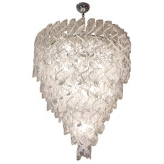 Lustre en verre de Murano - Pendentifs chrome et verre