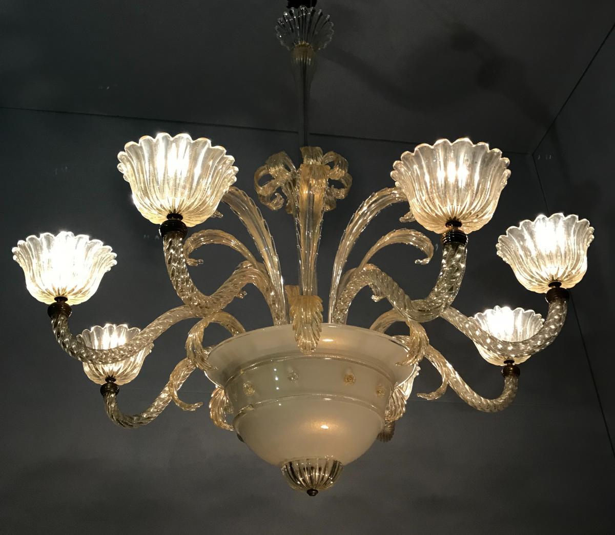 Murano Glass Chandelier, circa 1940 In Good Condition In Brussels, BE