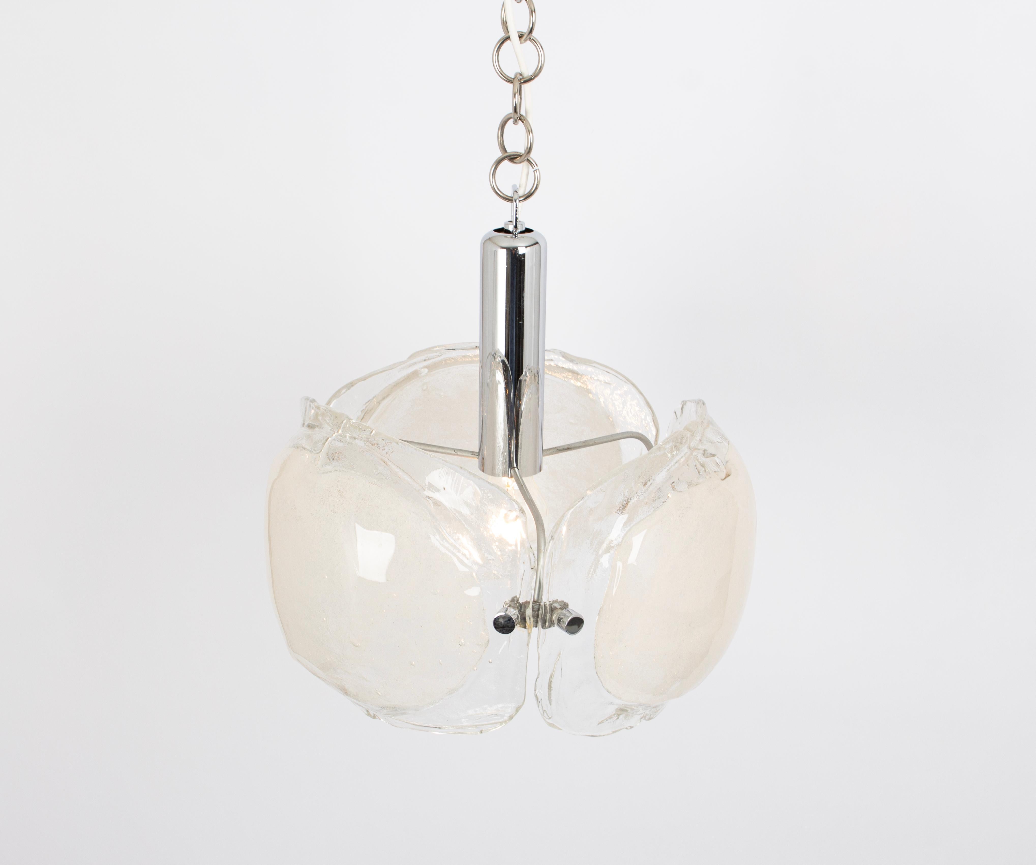 Brass Murano Glass Chandelier Designed by Kaiser, Germany, 1960s For Sale