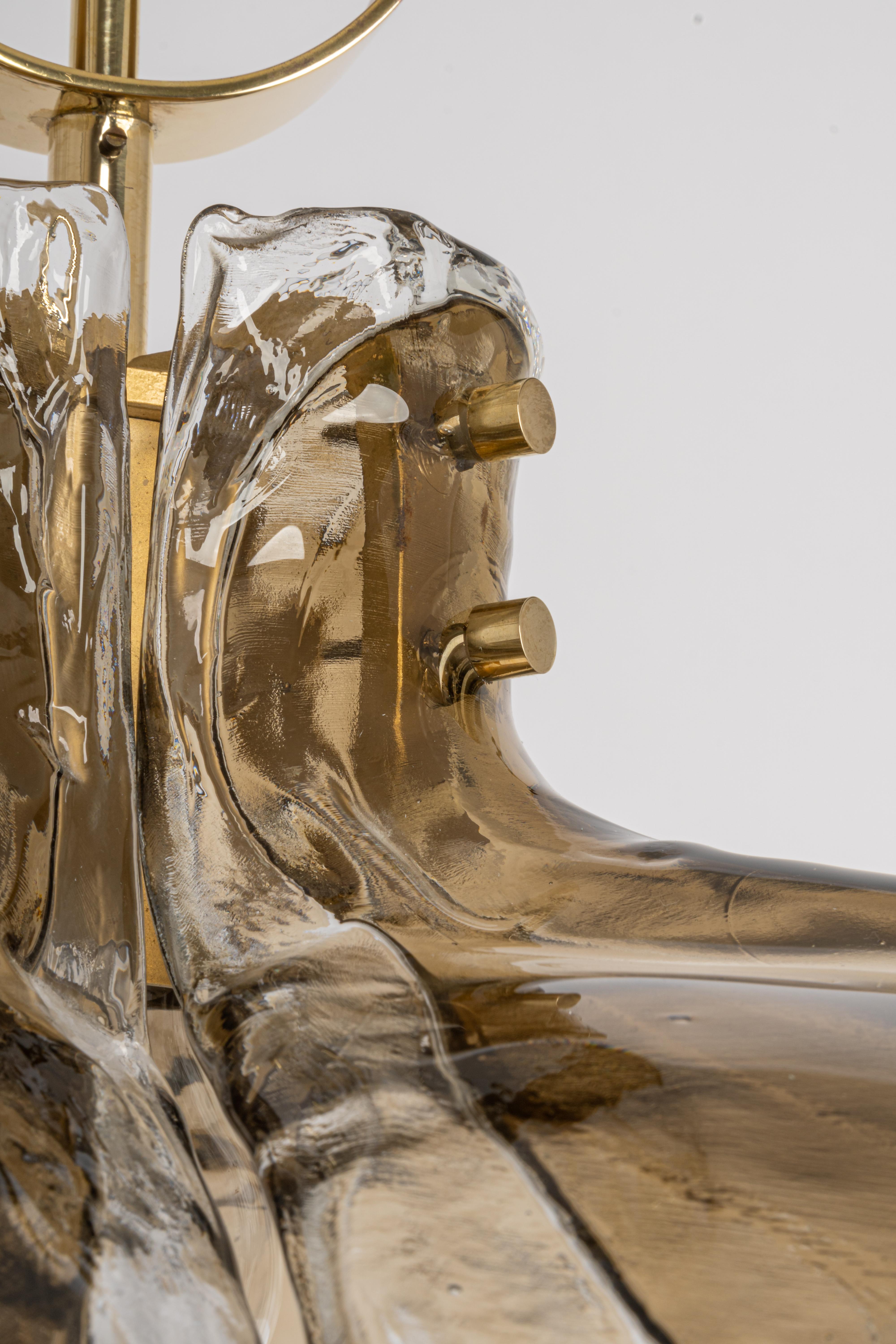 Brass Murano Glass Chandelier Designed by Kalmar, Germany, 1960s