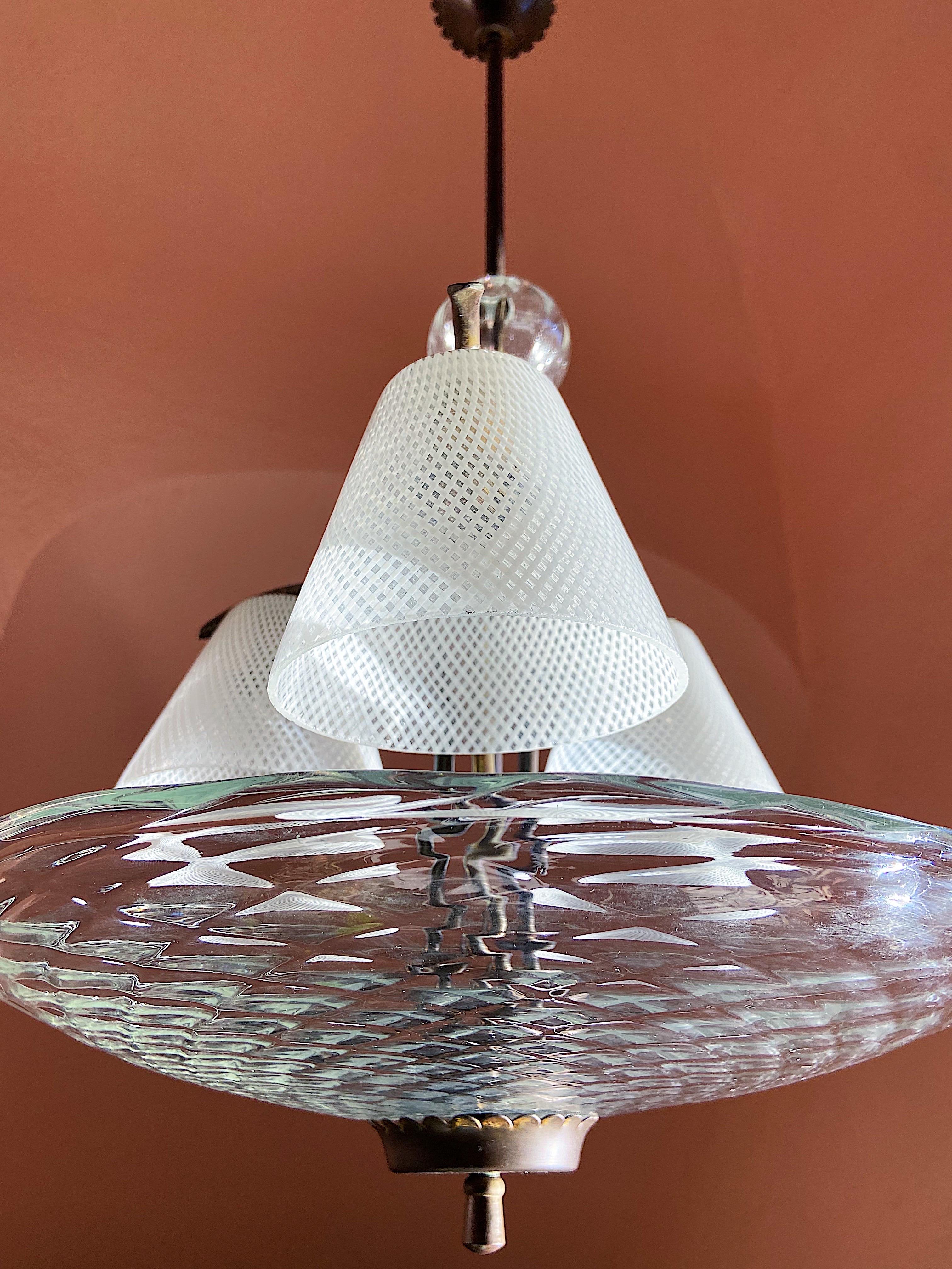 Murano Glass Chandelier Designed by Venini, Murano, 1940s For Sale 1