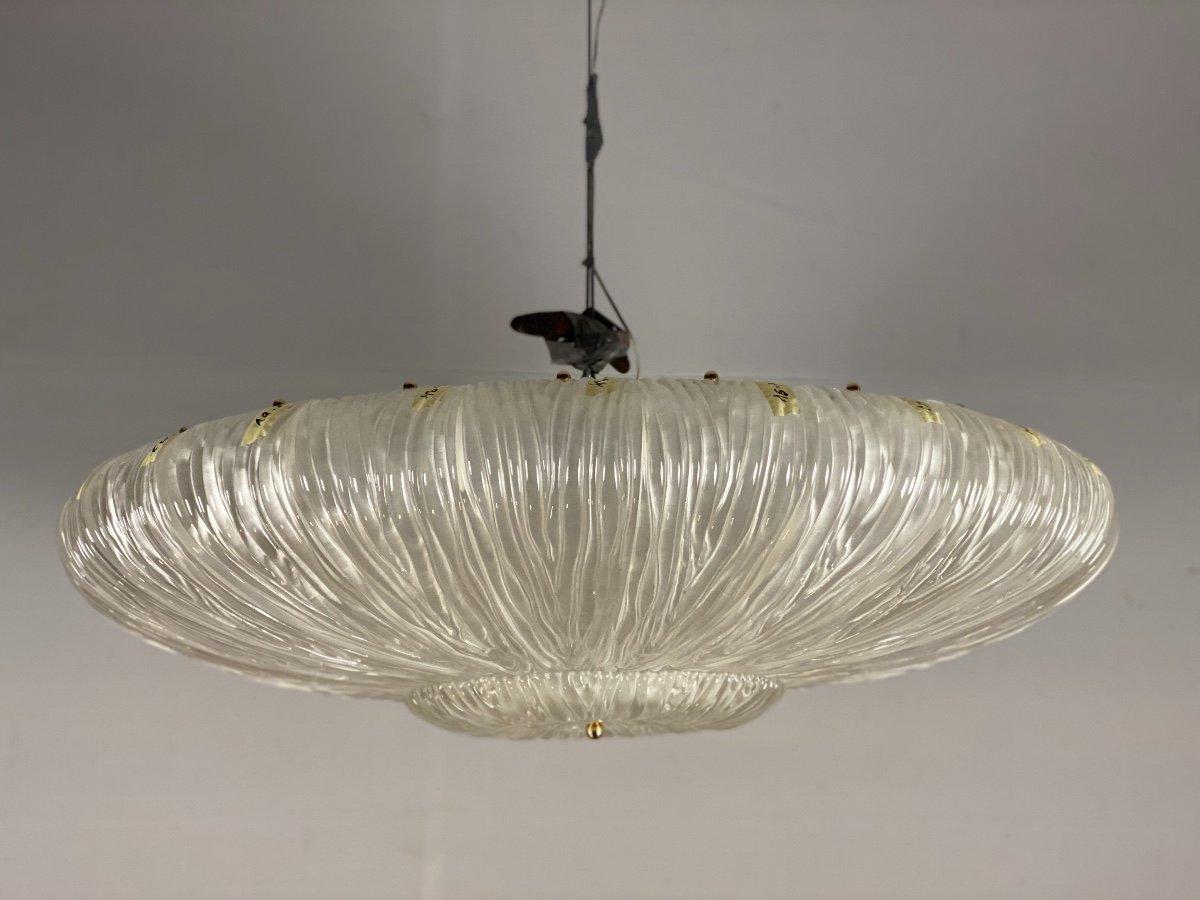 Venetian chandelier in molded and pressed Murano glass, new electrification.