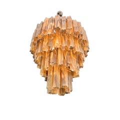 Murano Glass Chandelier in Amber Opal, Waterfall Structure, Italy