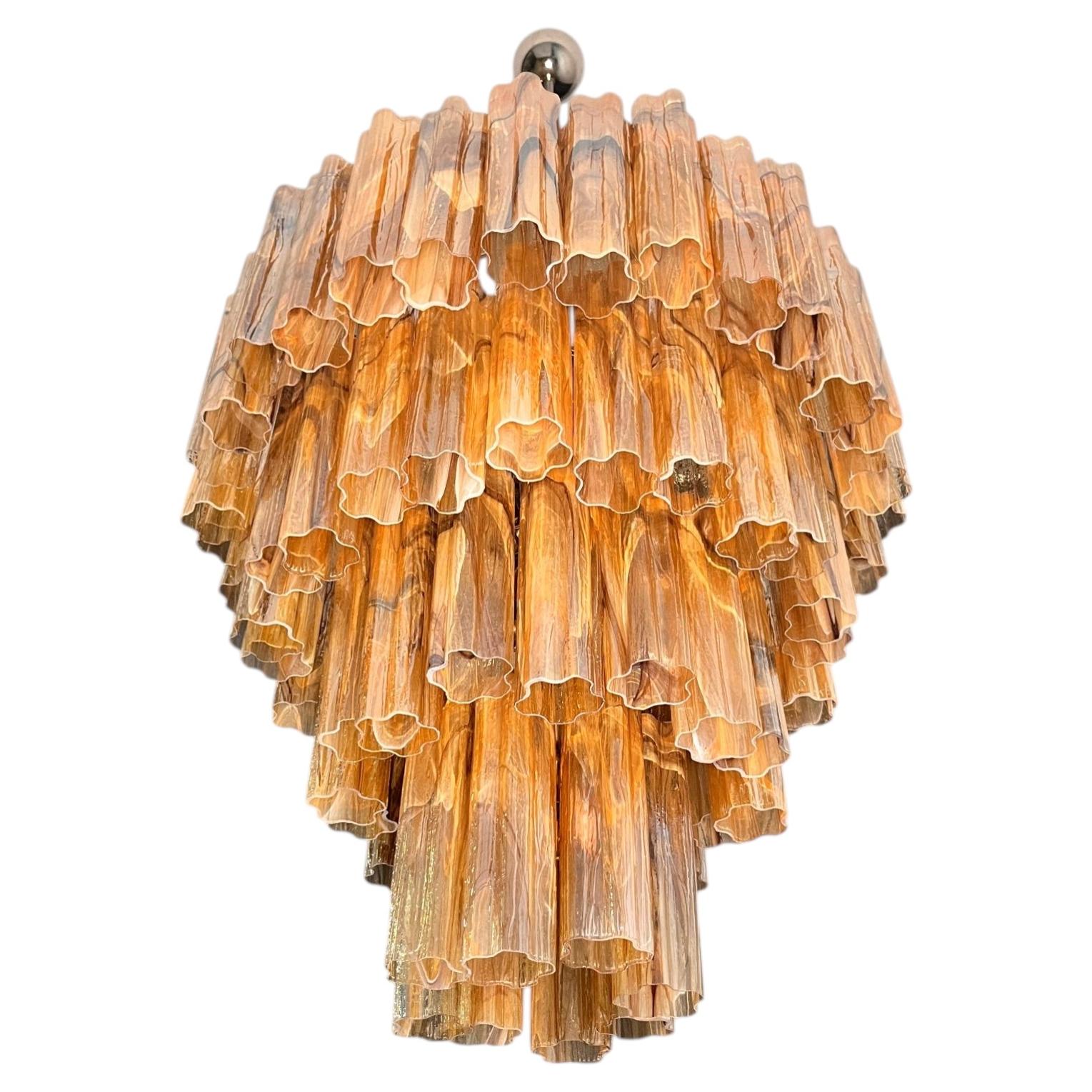 Murano Glass Chandelier in Amber Opal, Waterfall Structure, Italy