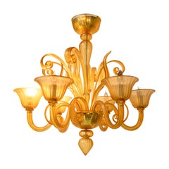 Murano Glass Chandelier in Amber Tones