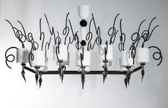 Murano Glass Chandelier in Black and White by Giovanni Dalla Fina, 1990s