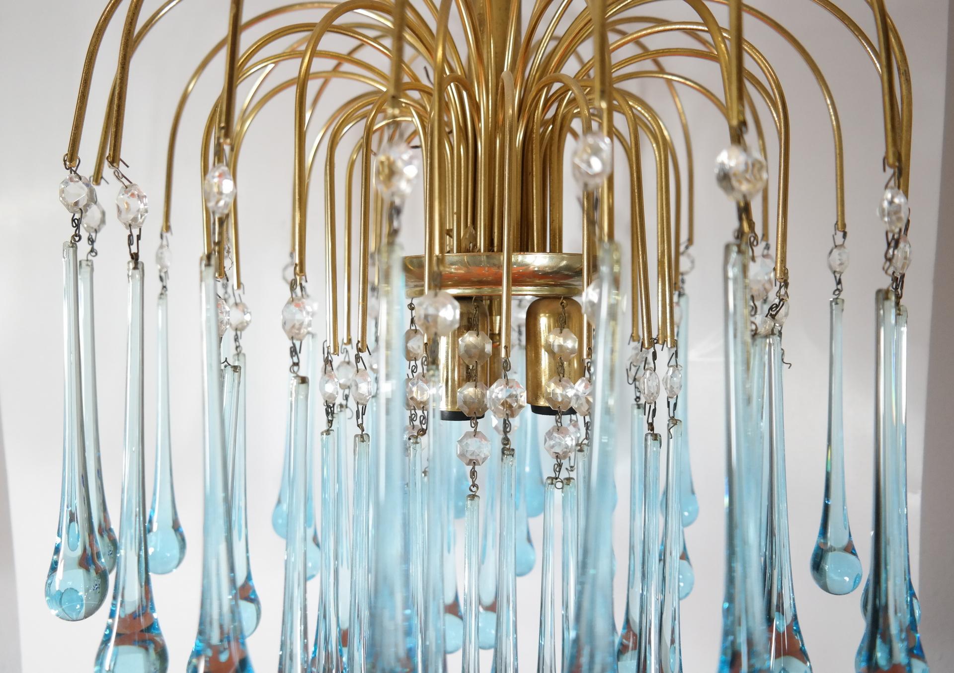 Hollywood Regency Murano Glass Chandelier in Style of Paolo Venini, 1960s