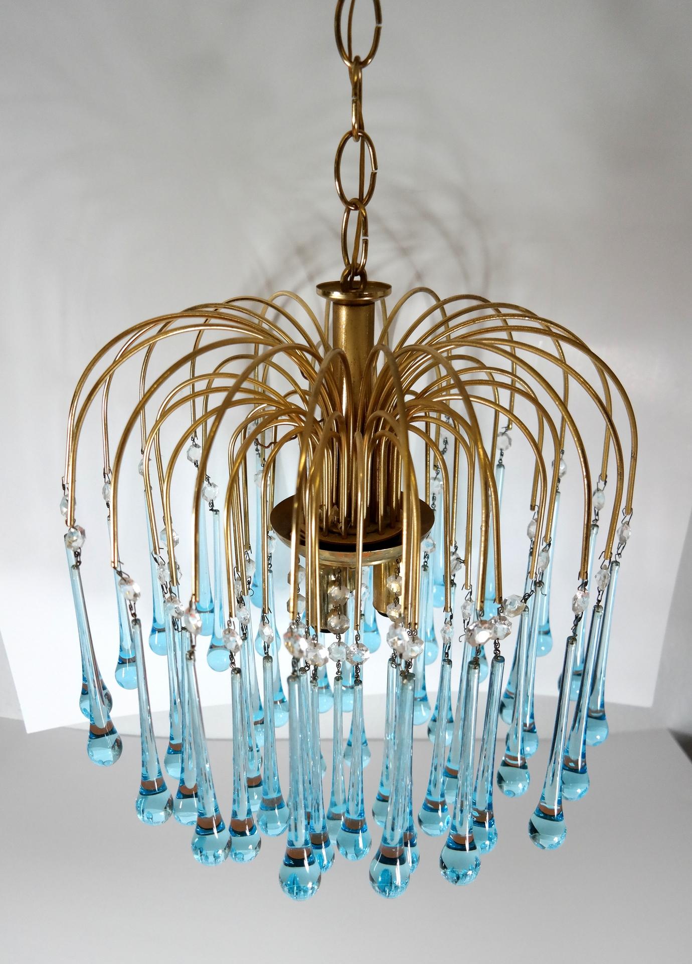 Brass Murano Glass Chandelier in Style of Paolo Venini, 1960s