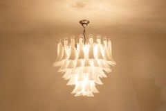 Murano glass chandelier in white and translucent glass. Contemporary