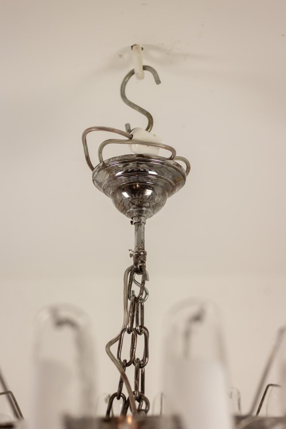 Murano glass chandelier in white and translucent glass. Contemporary en vente 2