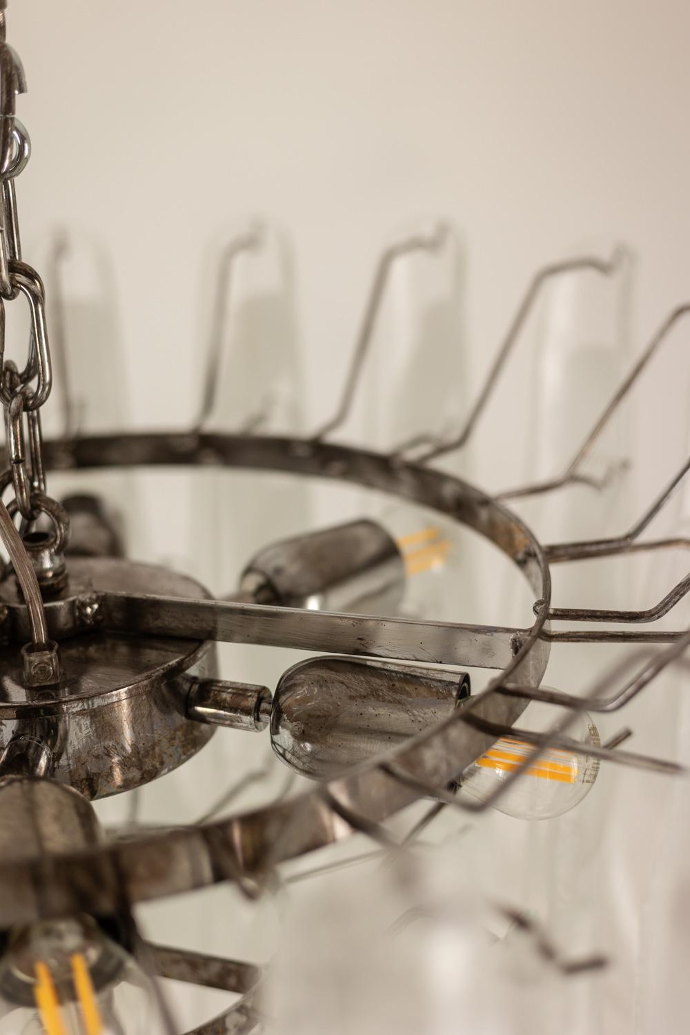 Murano glass chandelier in white and translucent glass. Contemporary en vente 3