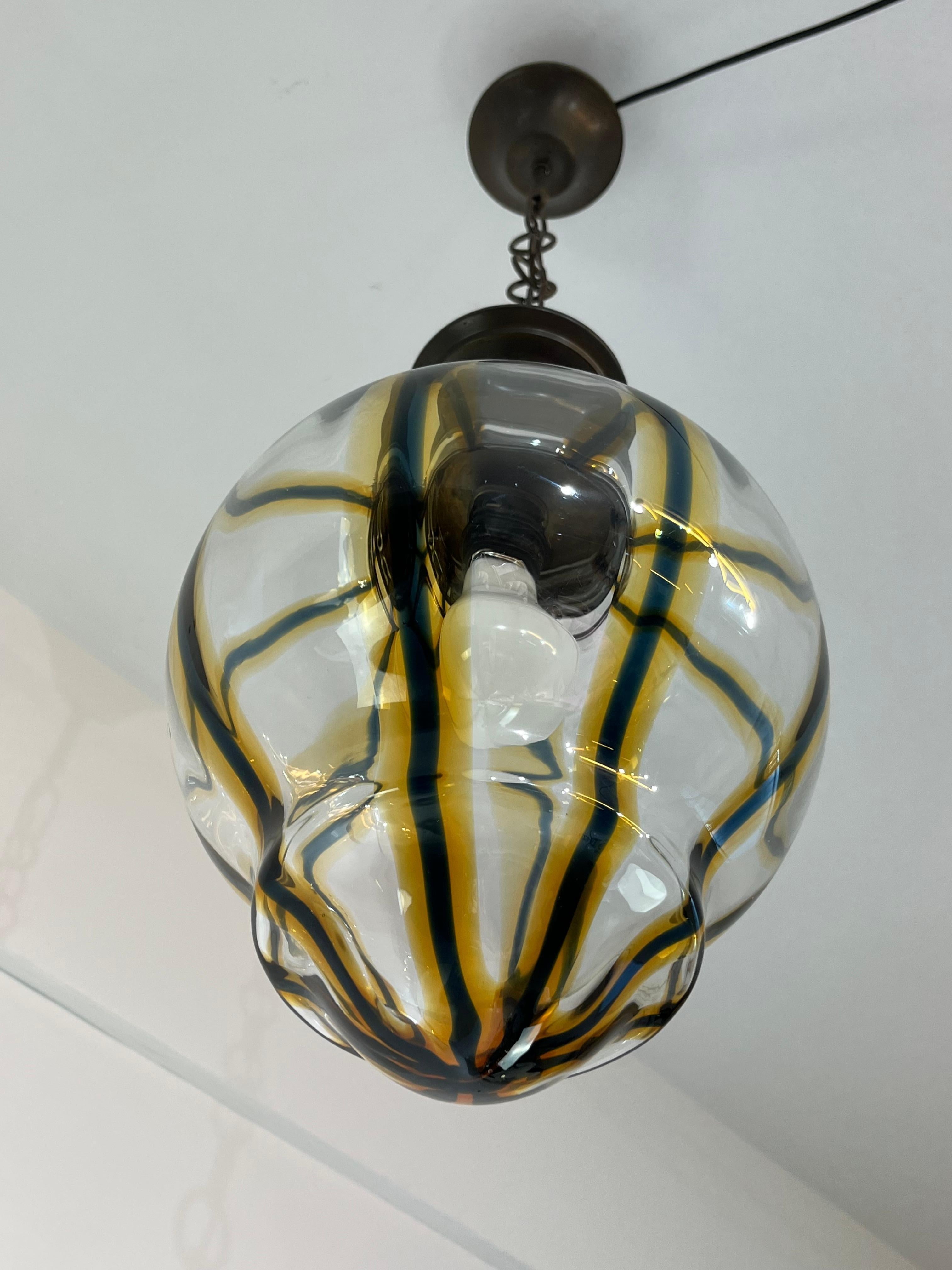 Metal Mid-Century Murano Glass Chandelier  1960s For Sale