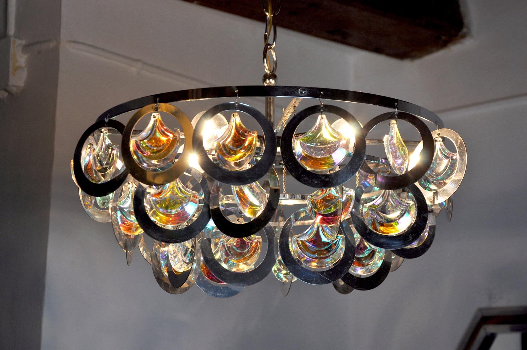 Crystal Murano Glass Chandelier, Italy, 1970 For Sale