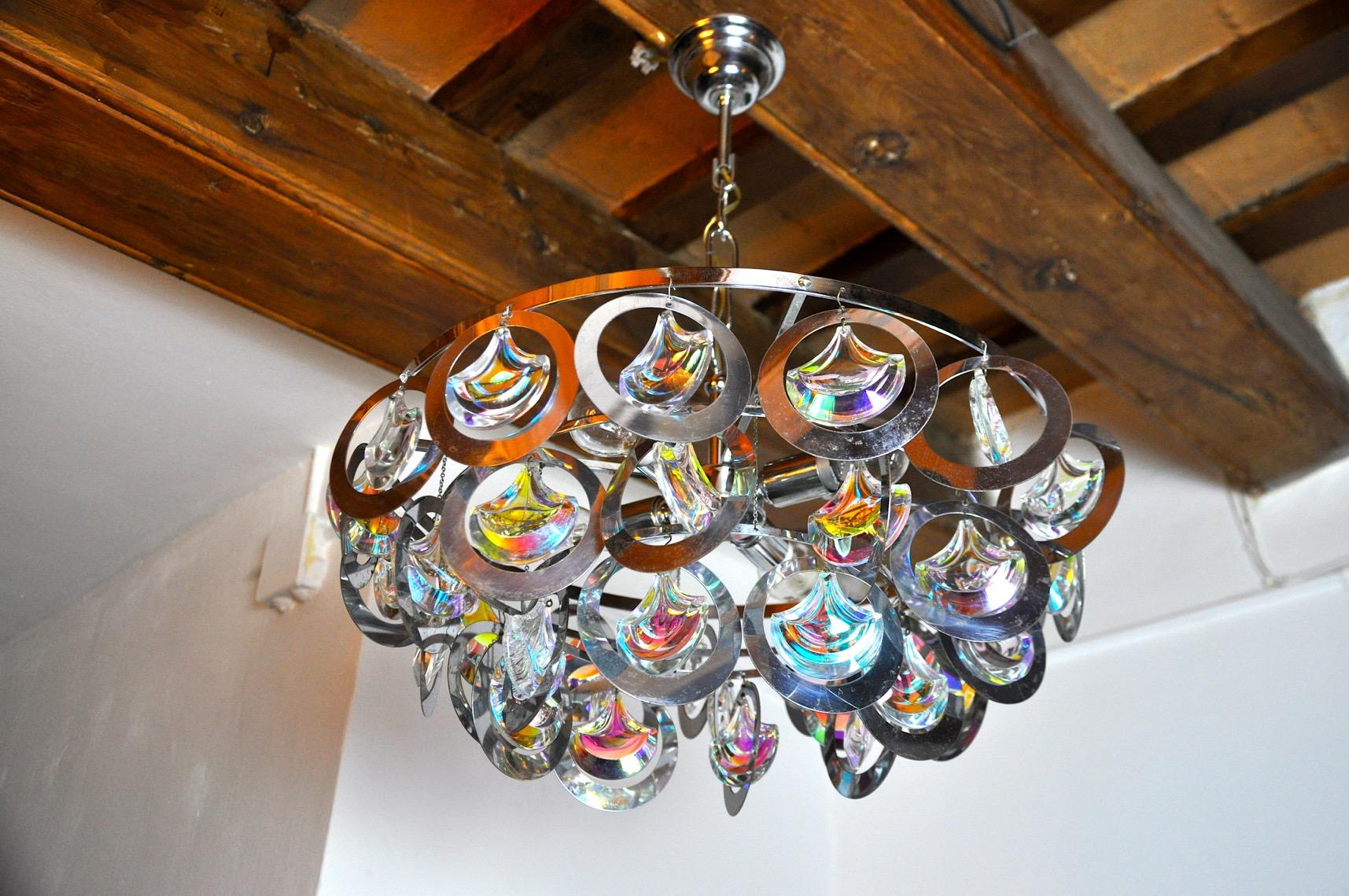 Hollywood Regency Murano Glass Chandelier, Italy, 1970 For Sale
