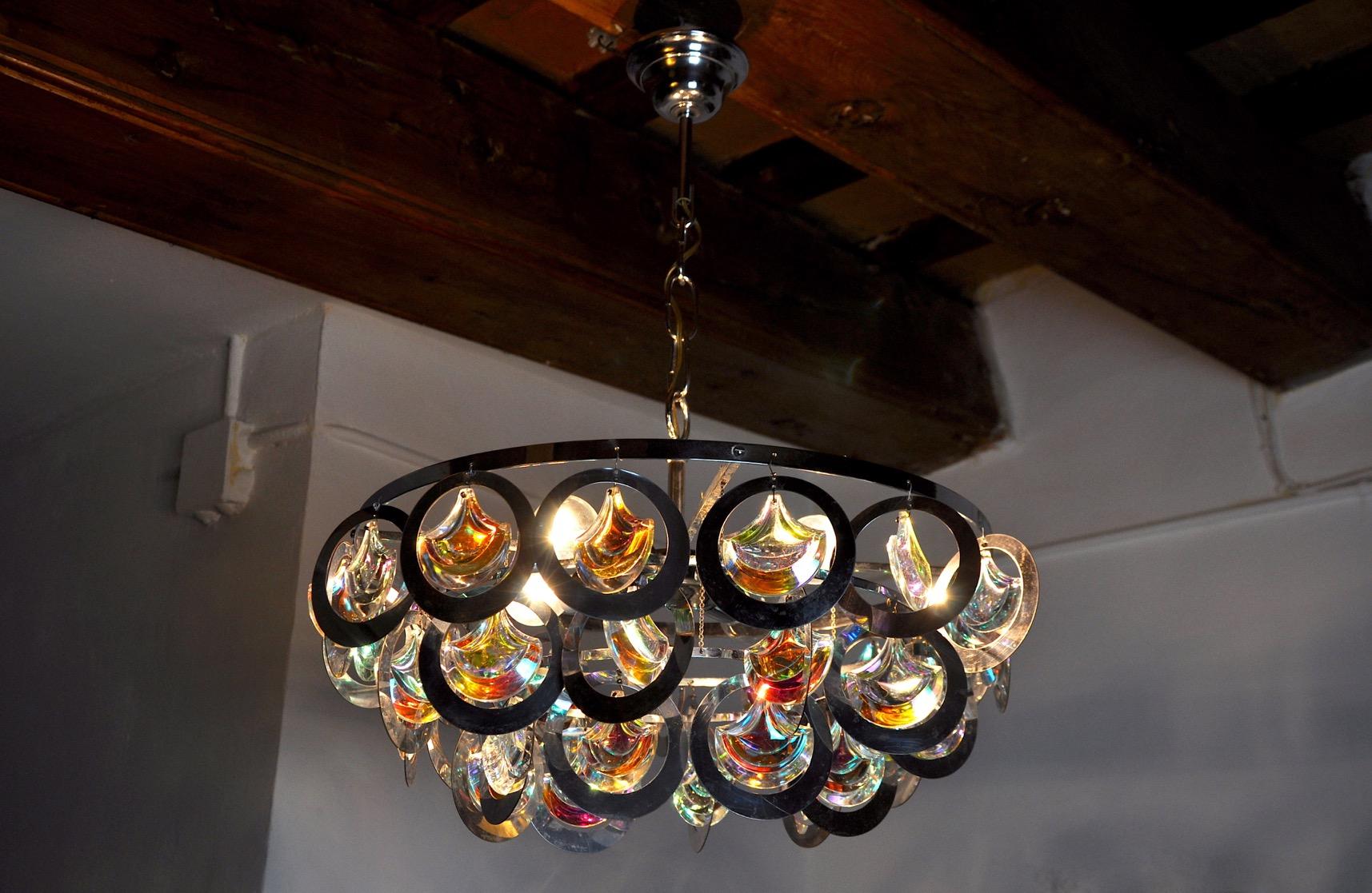 Late 20th Century Murano Glass Chandelier, Italy, 1970 For Sale