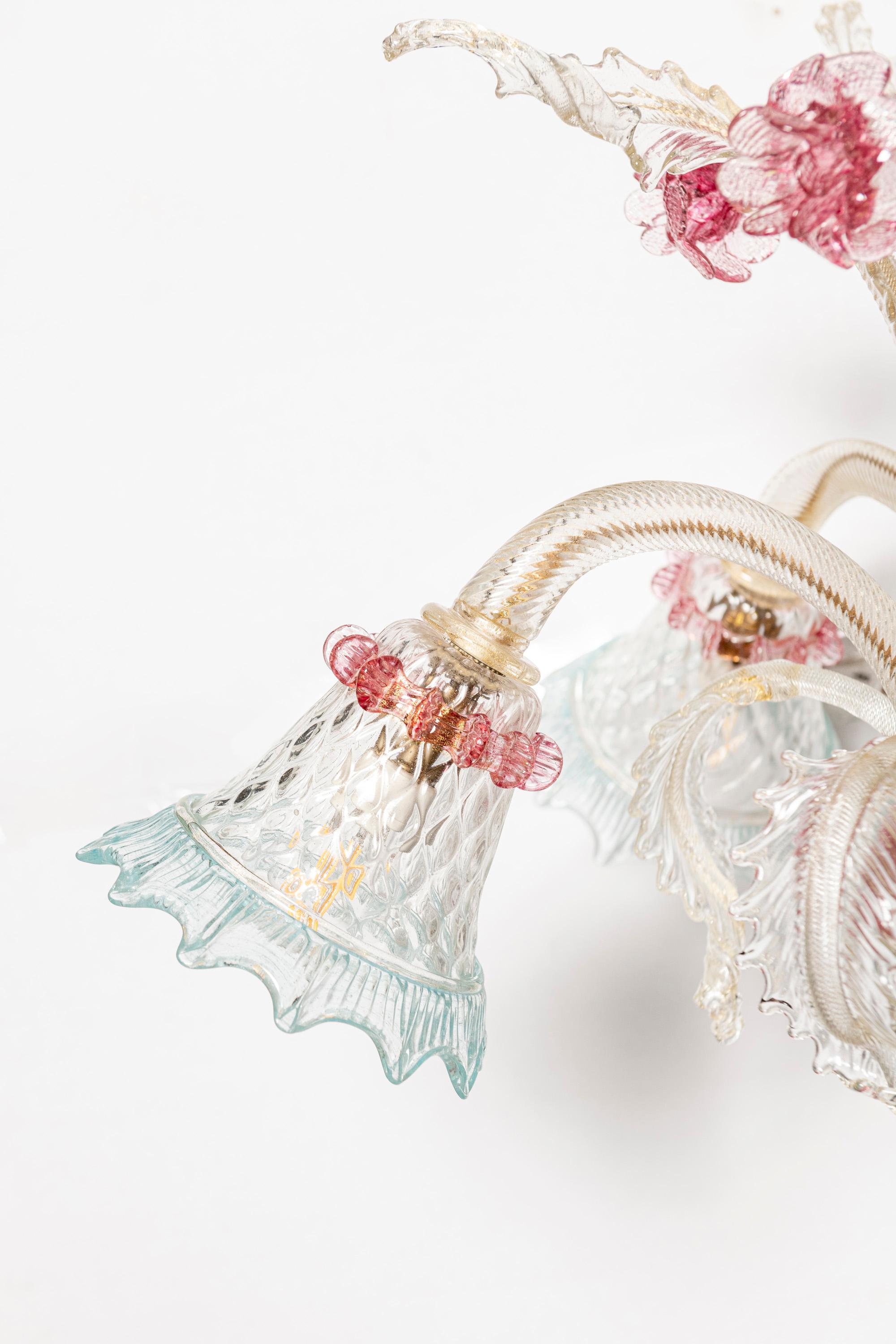Italian Murano Glass Chandelier, Italy, circa 1940. For Sale