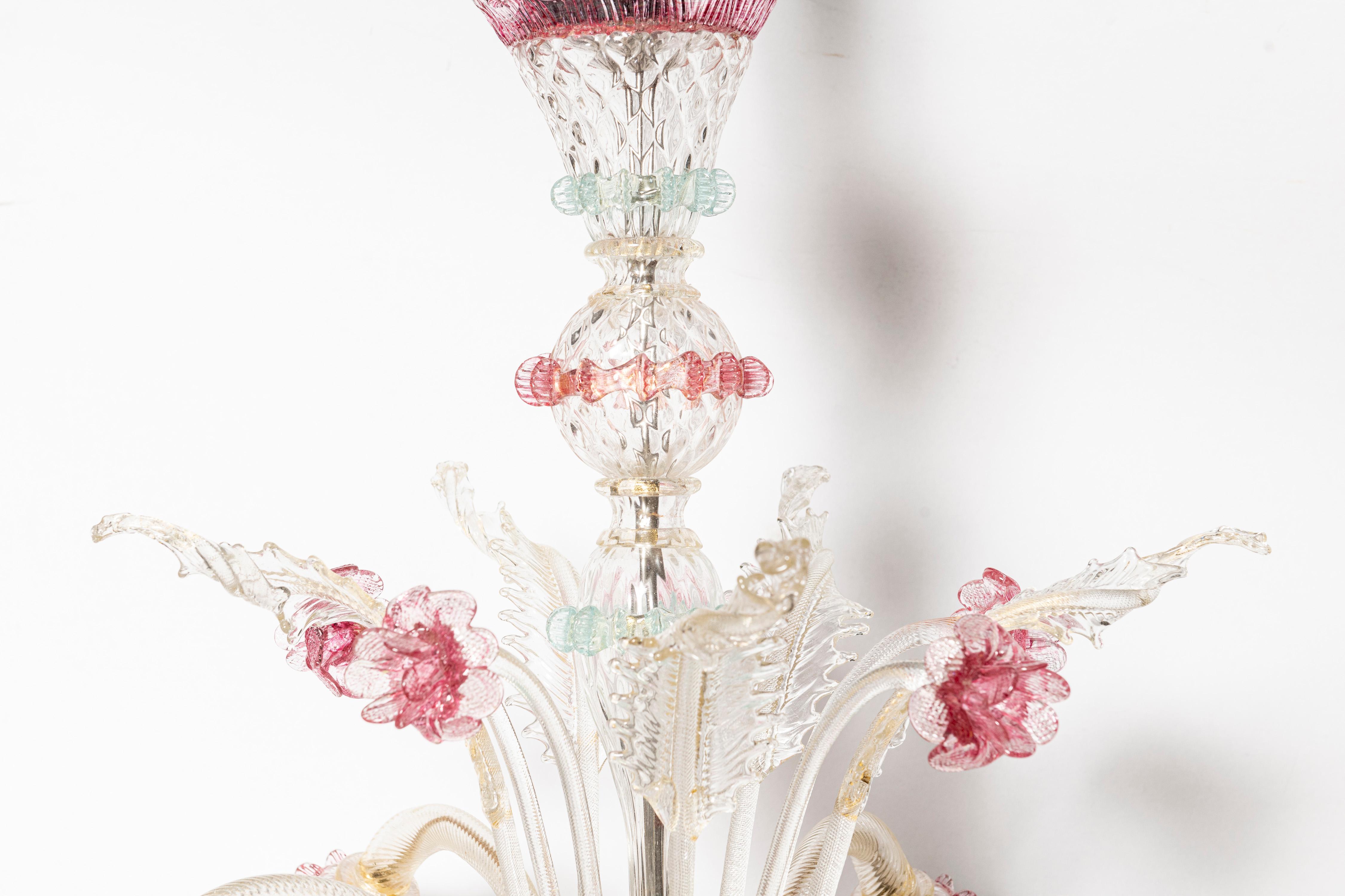 Murano Glass Chandelier, Italy, circa 1940. For Sale 2