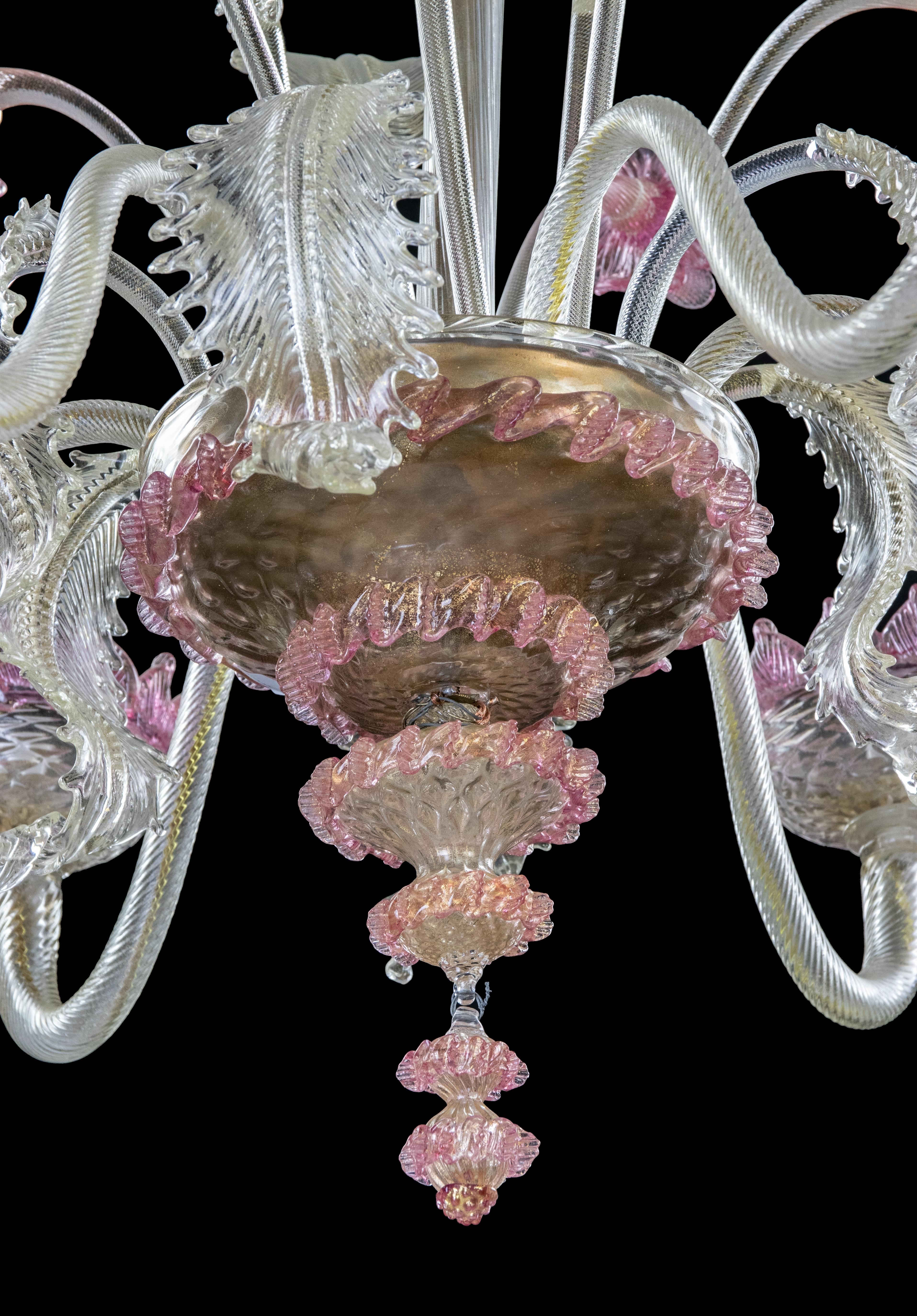 Murano-Glas-Kronleuchter, Italien Mitte des 20. Jahrhunderts im Angebot 5