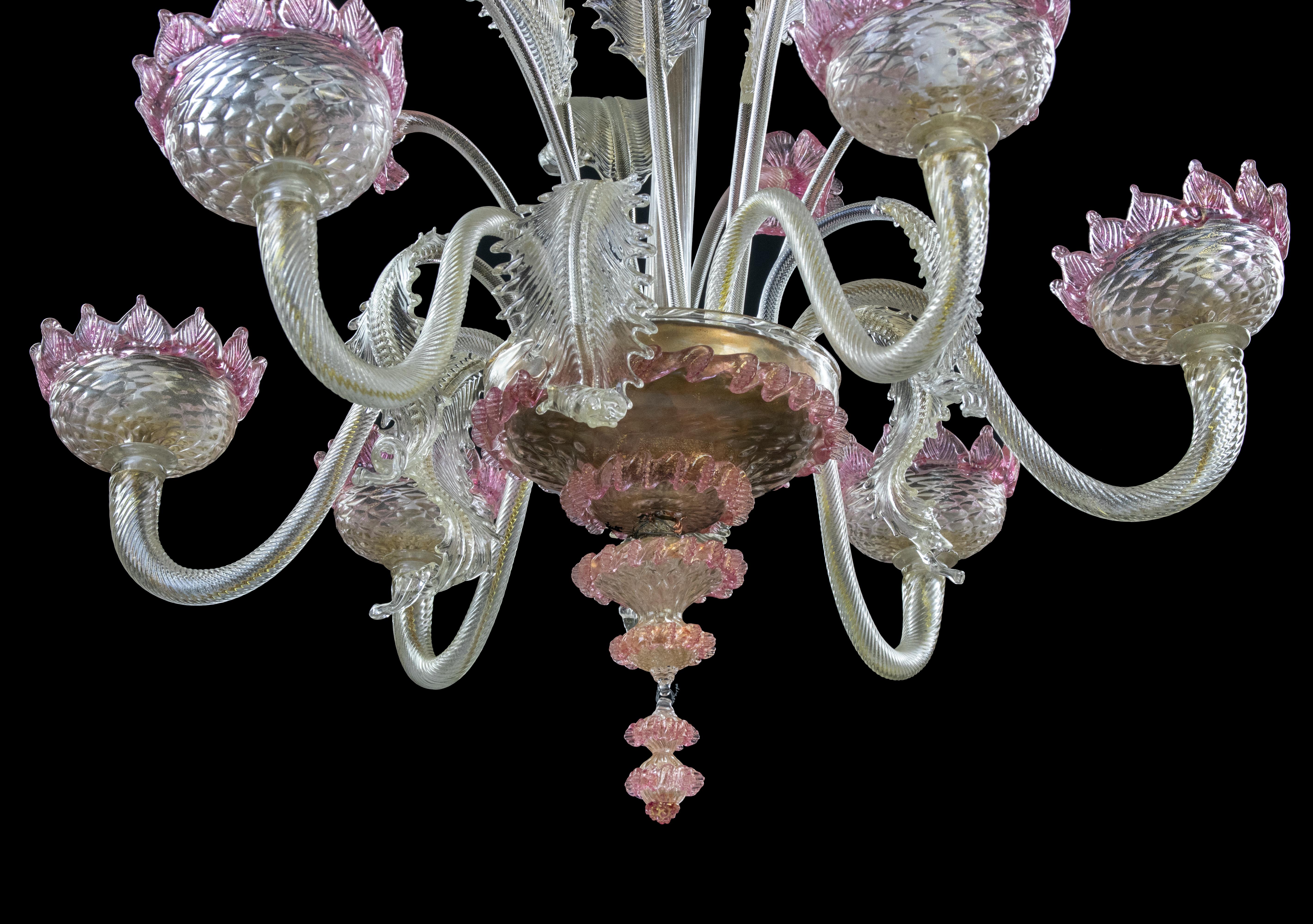 Murano-Glas-Kronleuchter, Italien Mitte des 20. Jahrhunderts im Angebot 4
