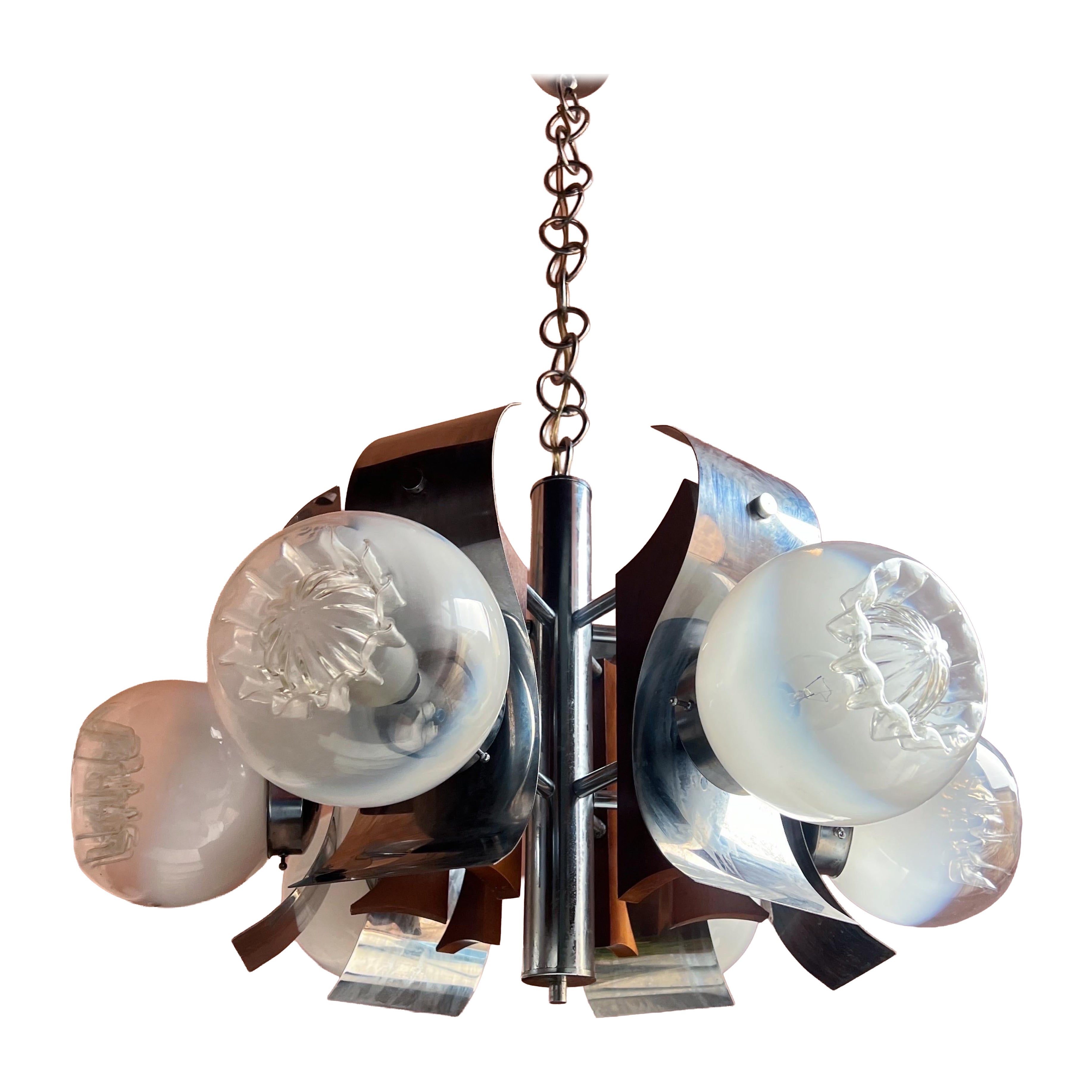 Murano Glass Chandelier Mazzega Italy 1970s mid century modern