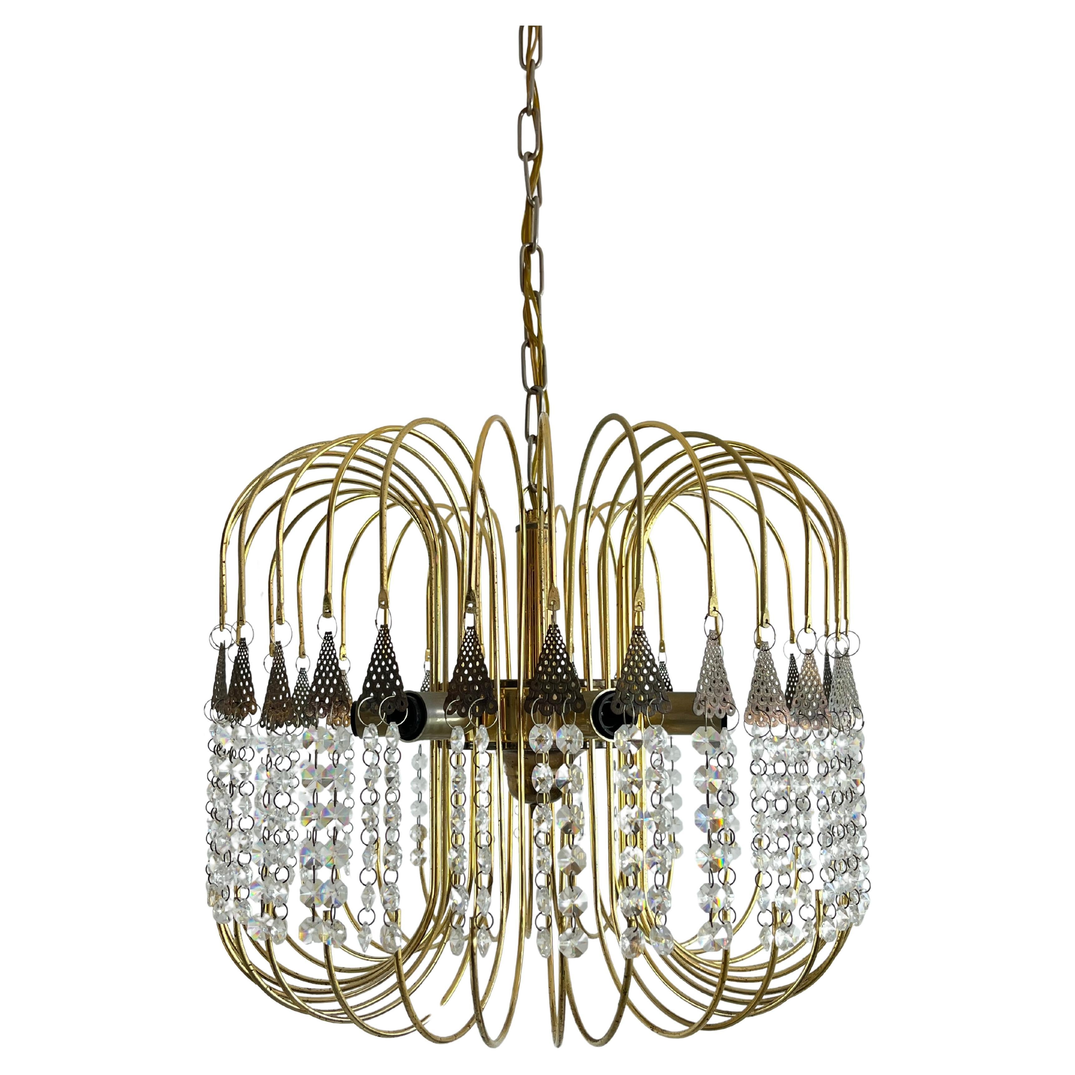 Murano Glas Kronleuchter "Millefili", Italienisches Design 1970er