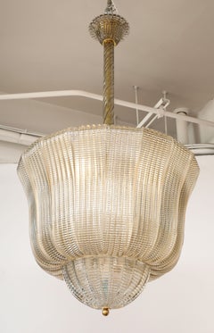 Murano Glass Chandelier Pendant in the style of Barovier & Toso, Italy