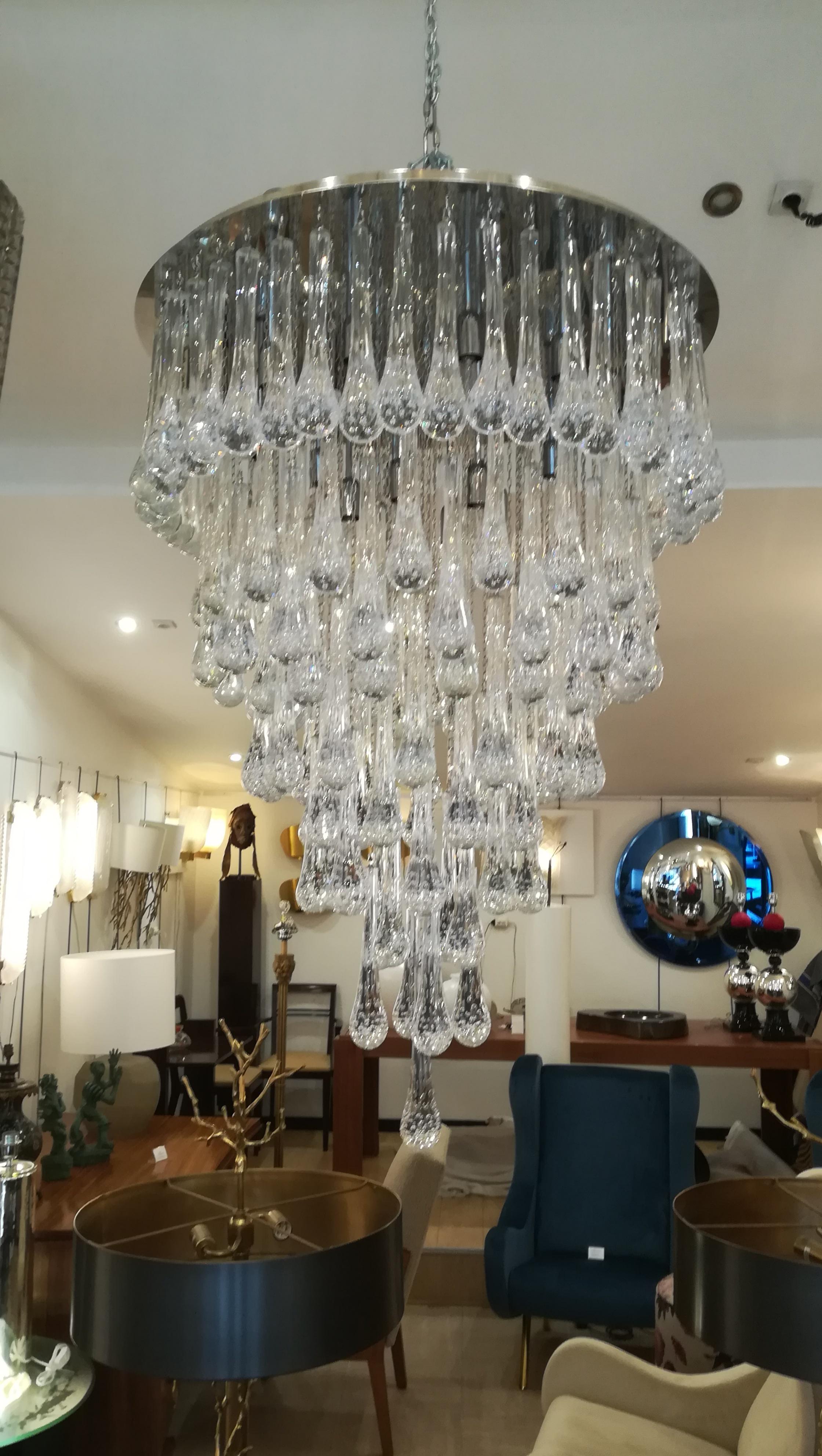 Huge Murano glass chandelier, with 141 crystal drops.
