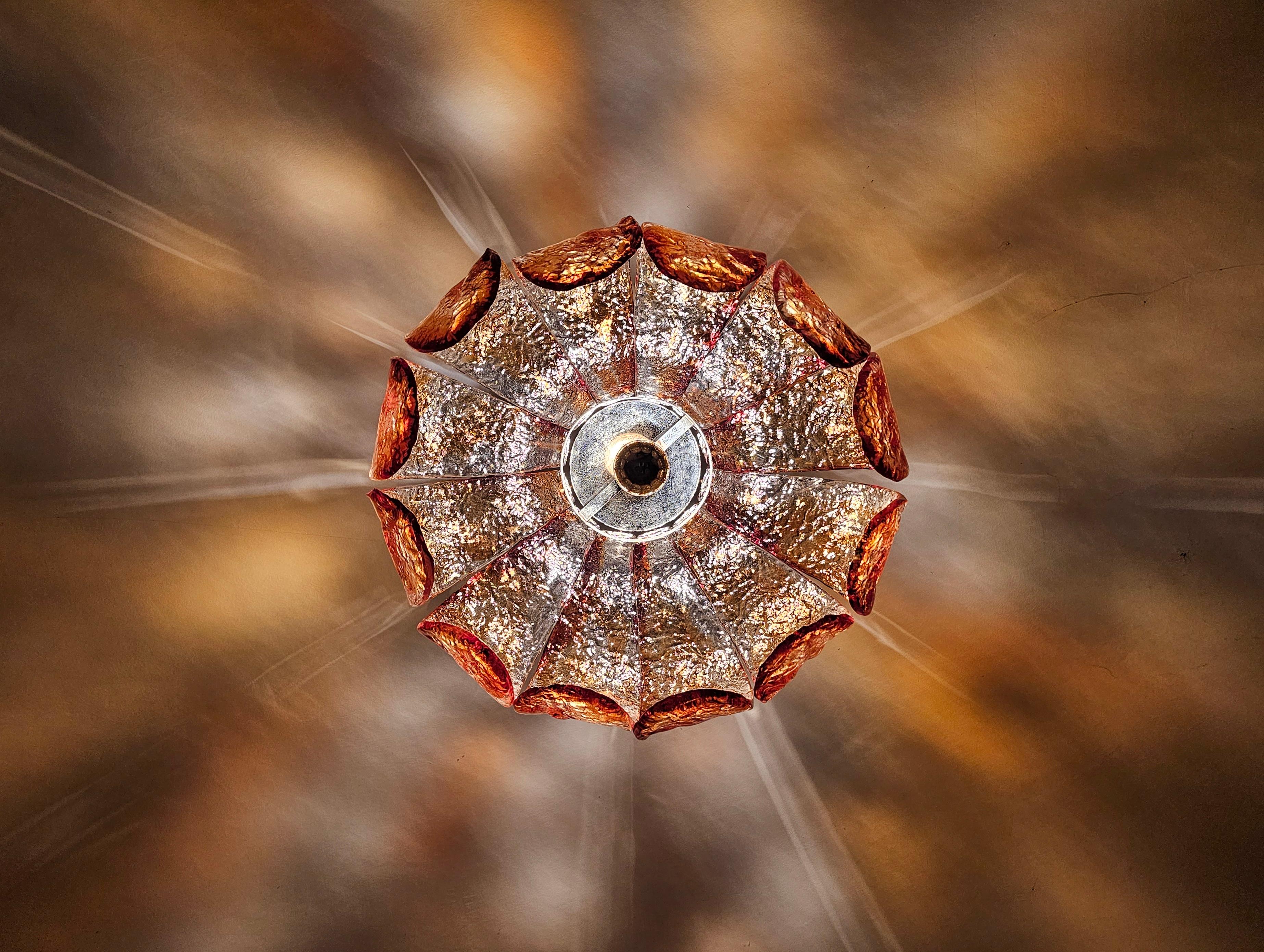 Murano Glass Chandelier shaded as a flower designed by Carlo Nason, Italy 1970s For Sale 4