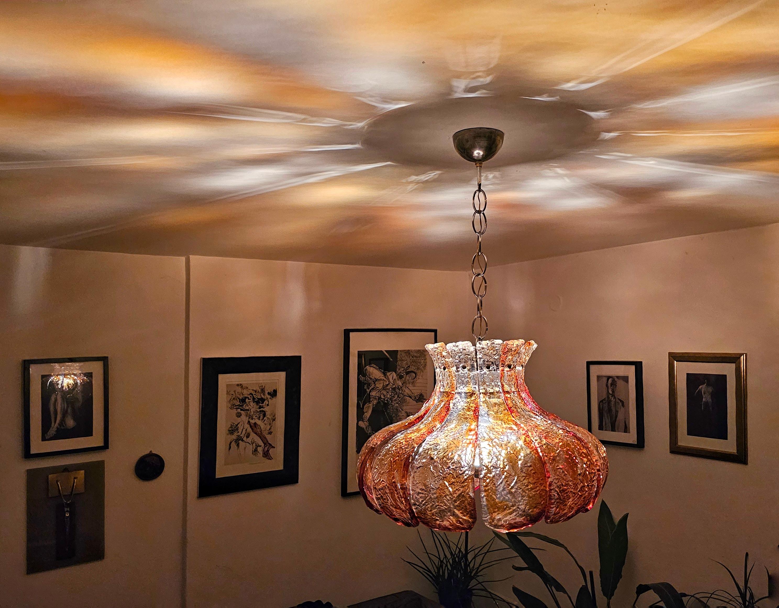 Murano Glass Chandelier shaded as a flower designed by Carlo Nason, Italy 1970s For Sale 13