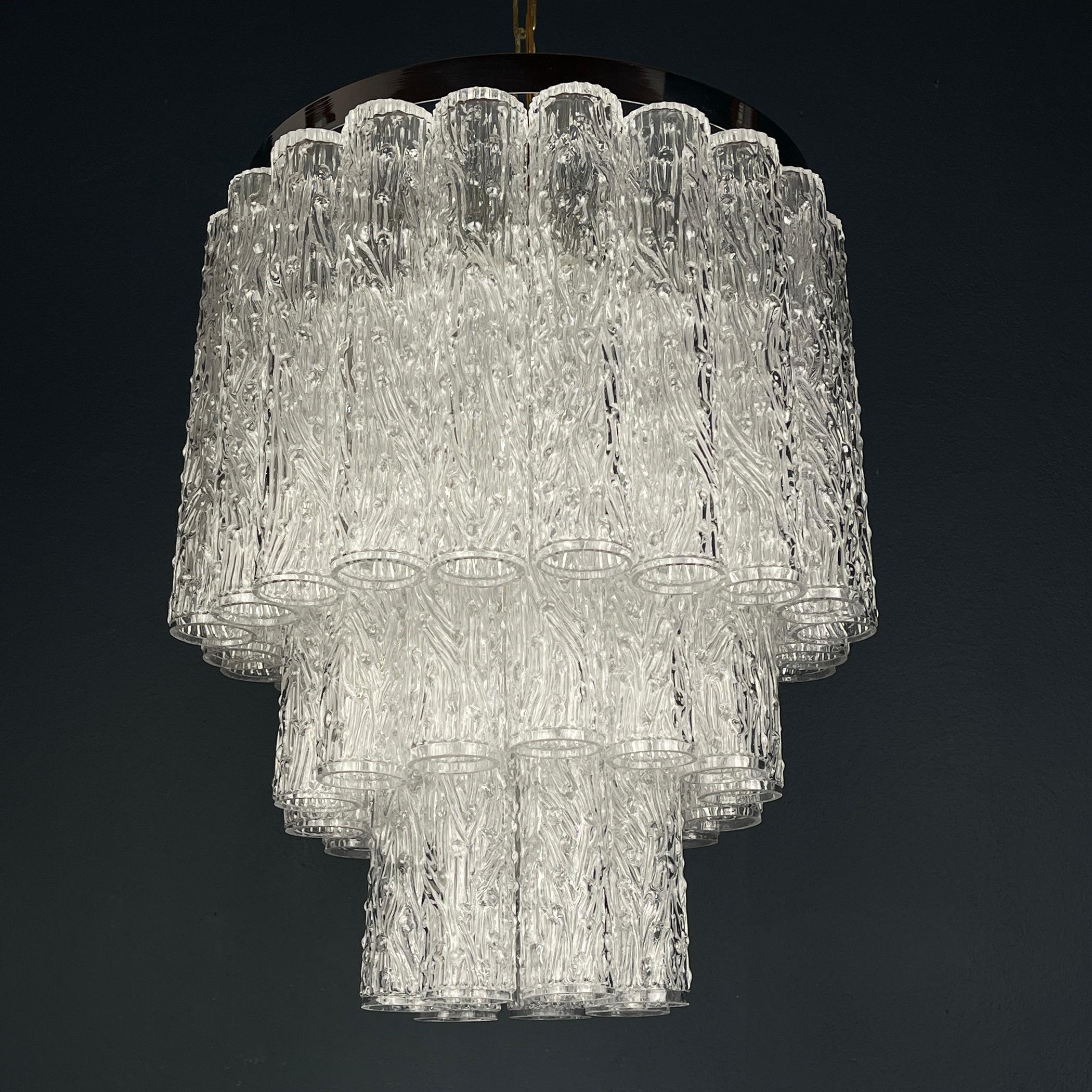 Italian Murano glass chandelier Tronchi by Toni Zuccheri for Venini Italy 1960s For Sale