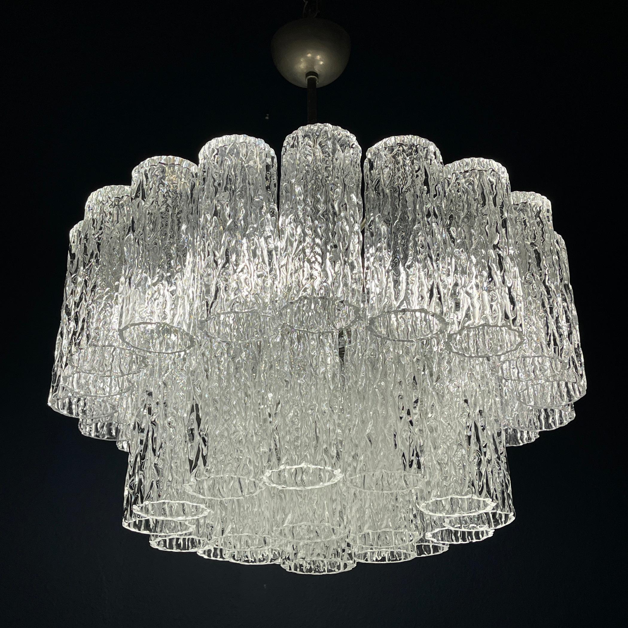 Murano glass chandelier Tronchi by Toni Zuccheri for Venini Italy 1960s In Good Condition For Sale In Miklavž Pri Taboru, SI