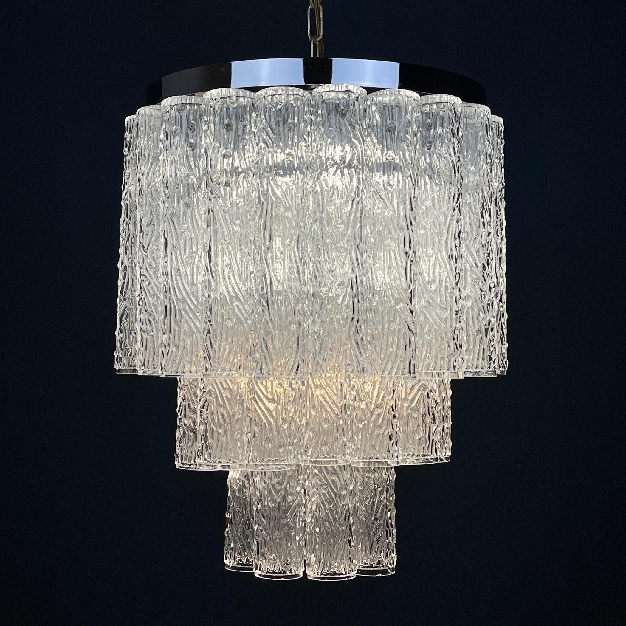 Murano Glass Murano glass chandelier Tronchi by Toni Zuccheri for Venini Italy 1960s For Sale