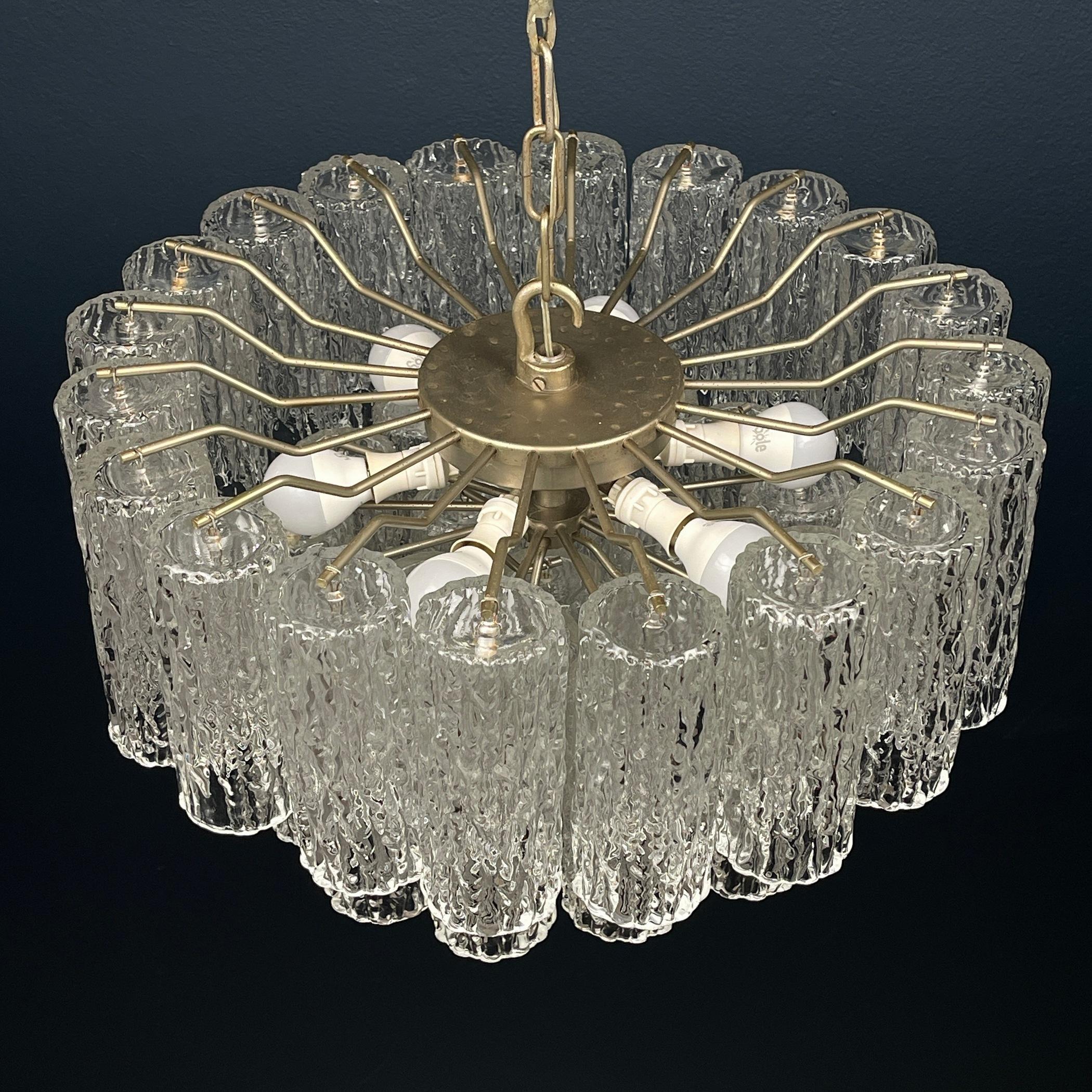 Murano Glass Murano glass chandelier Tronchi by Toni Zuccheri for Venini Italy 1960s For Sale